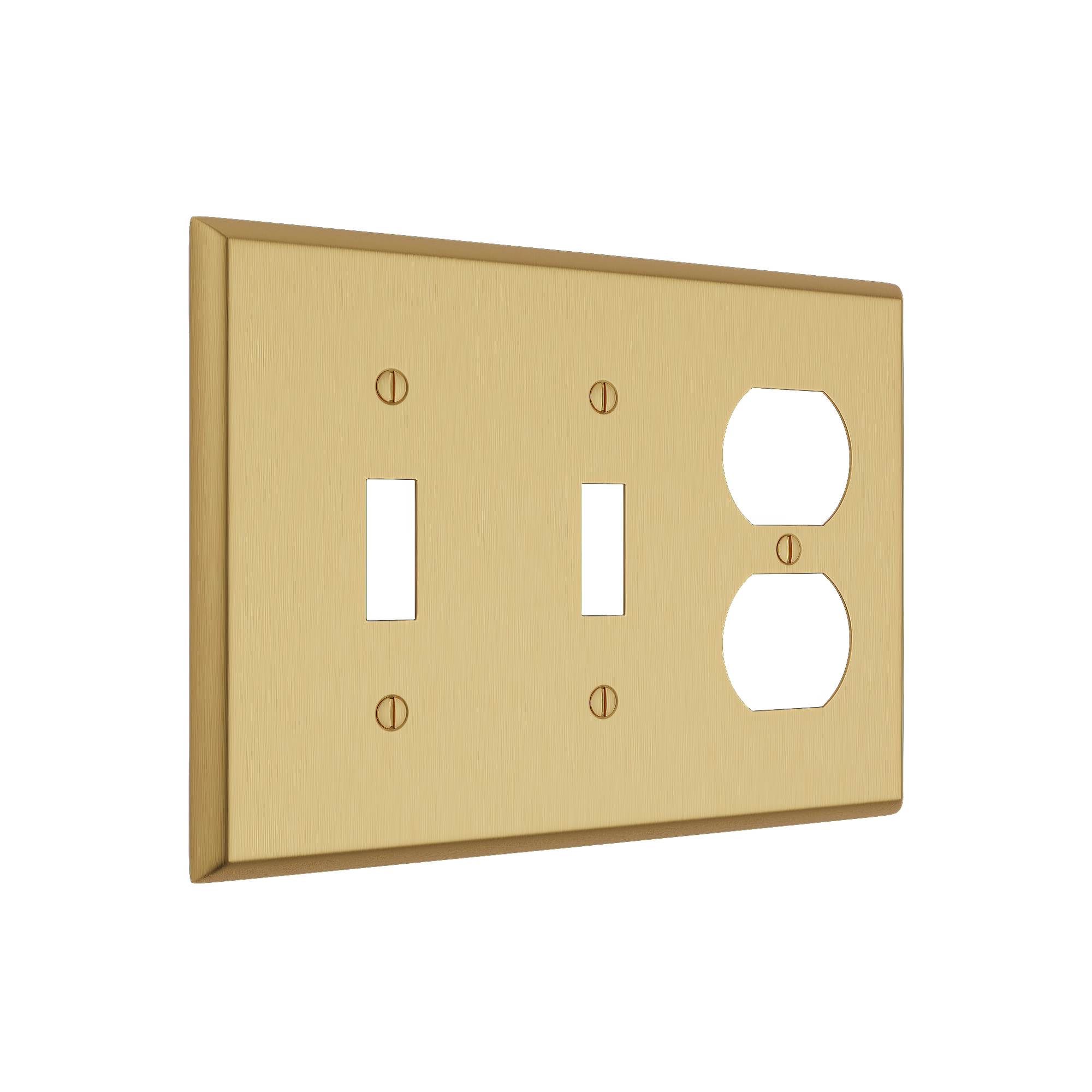 Solid brass Century Toggle & Outlet Wall Plate – Triple in Satin Brass finish