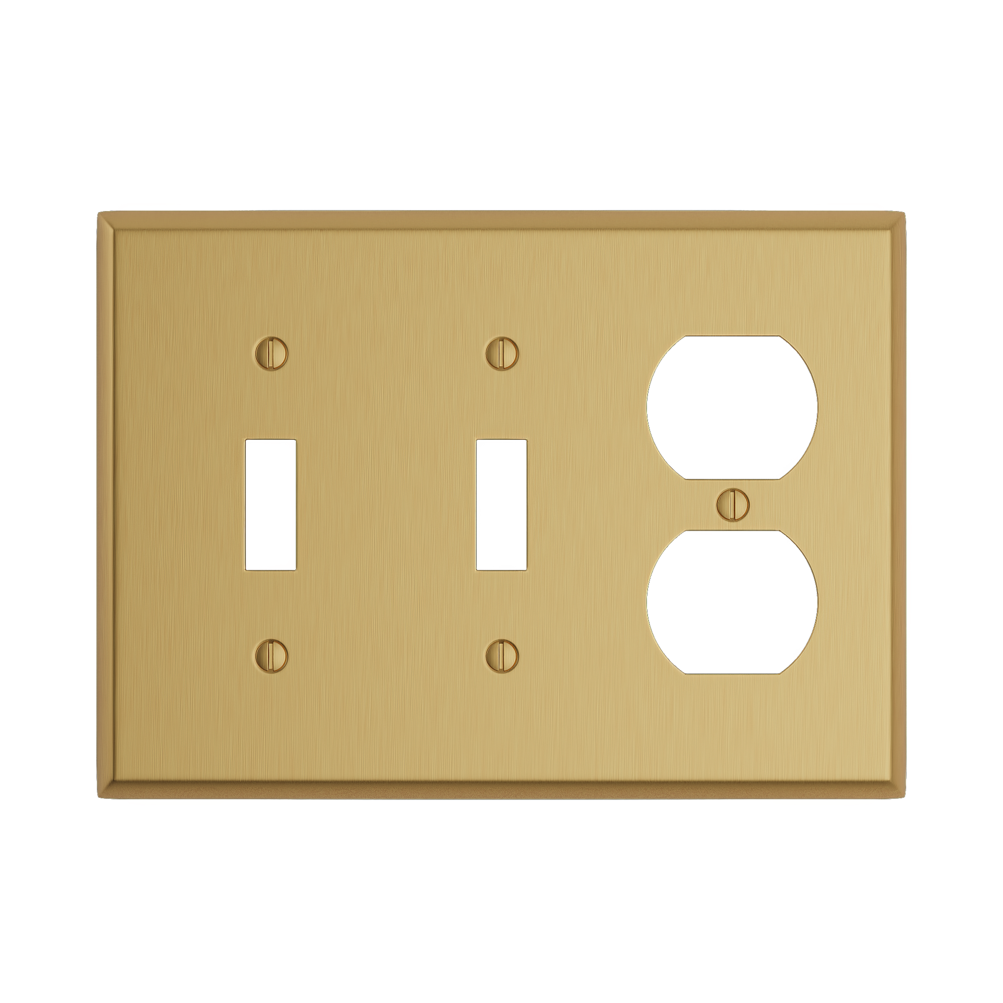 Solid brass Century Toggle &amp; Outlet Wall Plate – Triple in Satin Brass finish