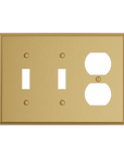 Solid brass Century Toggle & Outlet Wall Plate – Triple in Satin Brass finish