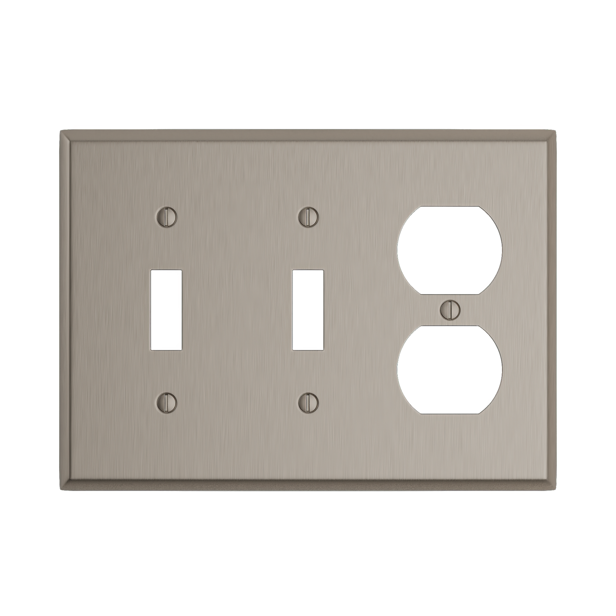 Solid brass Century Toggle &amp; Outlet Wall Plate – Triple in Satin Nickel finish