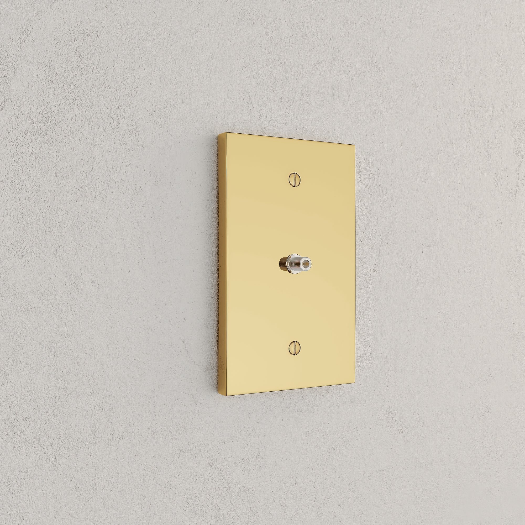 Solid brass Futura Cable Wall Plate in Polished Brass finish