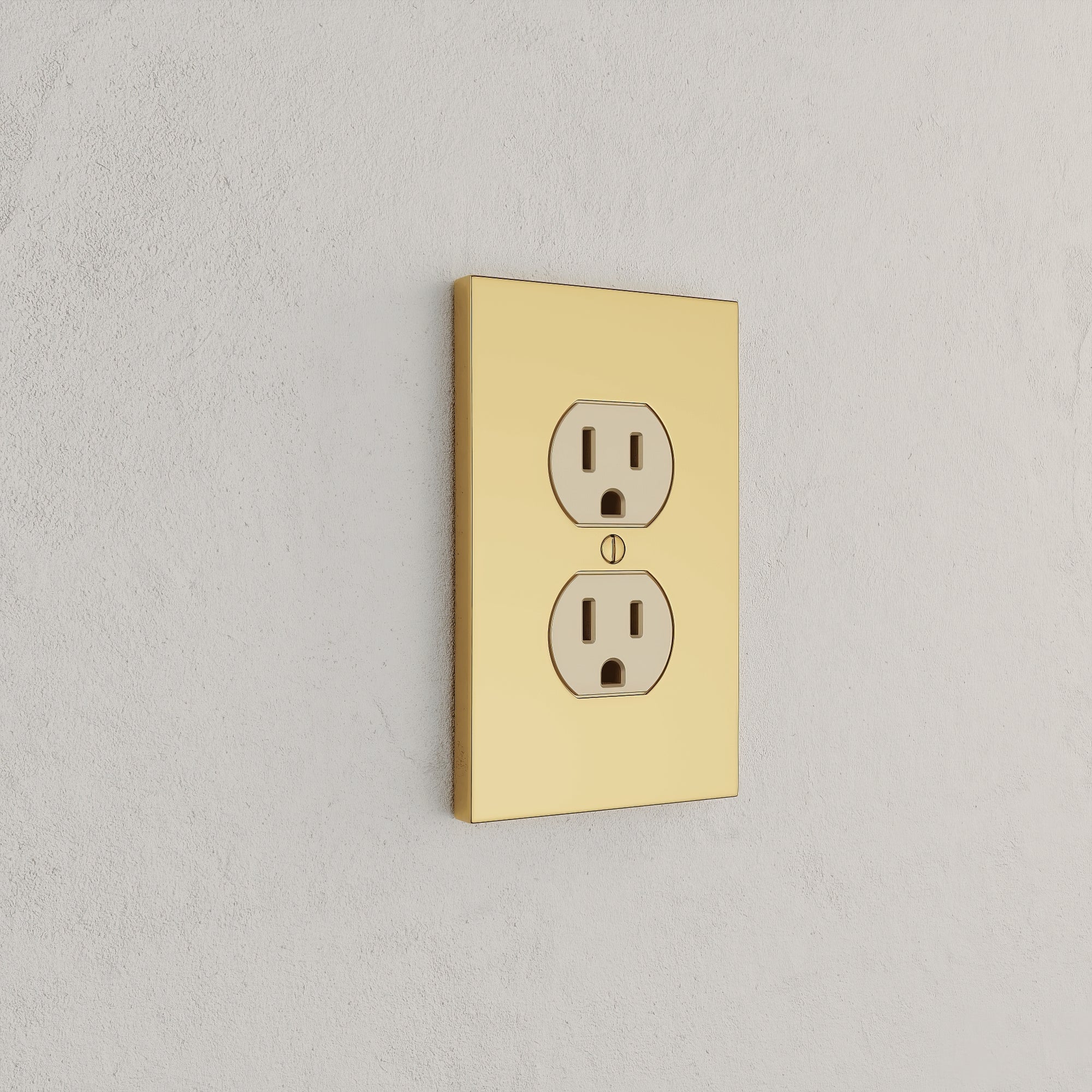 Solid brass Futura Outlet Wall Plate in Polished Brass finish