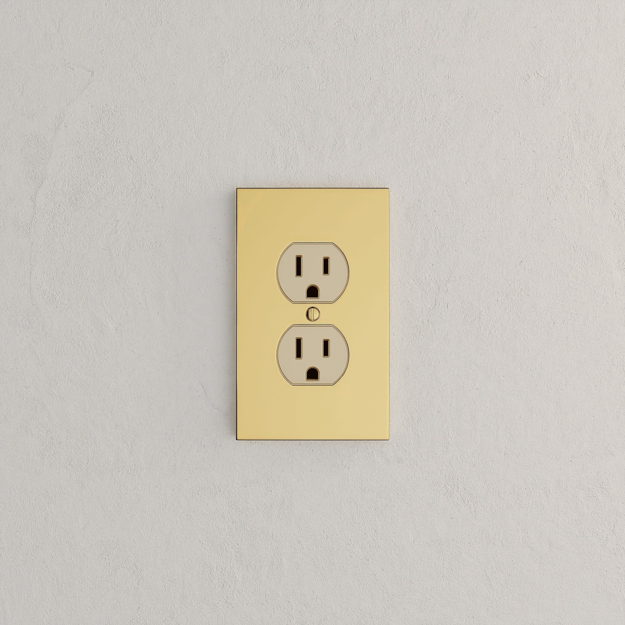 Solid brass Futura Outlet Wall Plate in Polished Brass finish