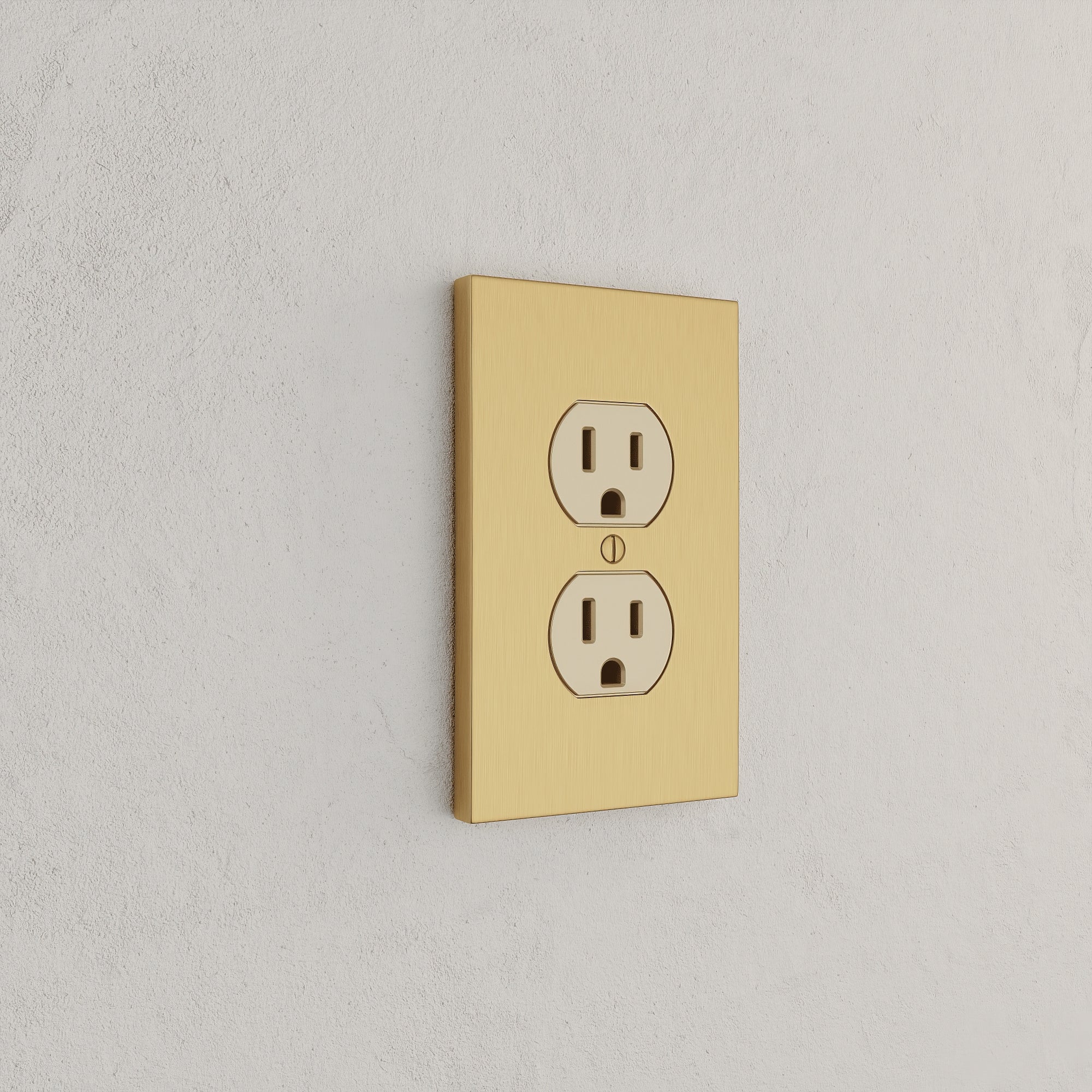 Solid brass Futura Outlet Wall Plate in Satin Brass finish