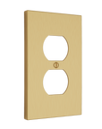 Solid brass Futura Outlet Wall Plate in Satin Brass finish