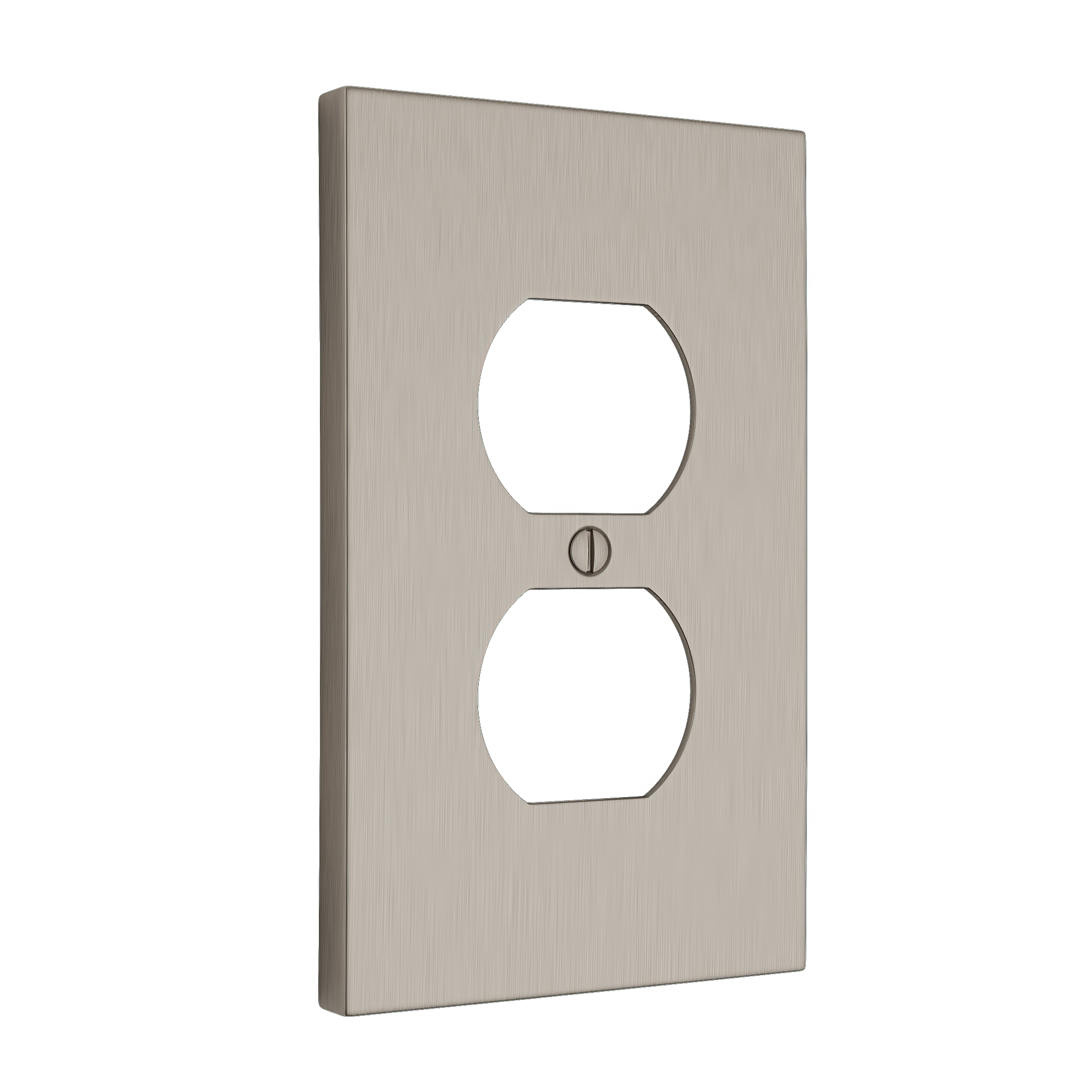Solid brass Futura Outlet Wall Plate in Satin Nickel finish