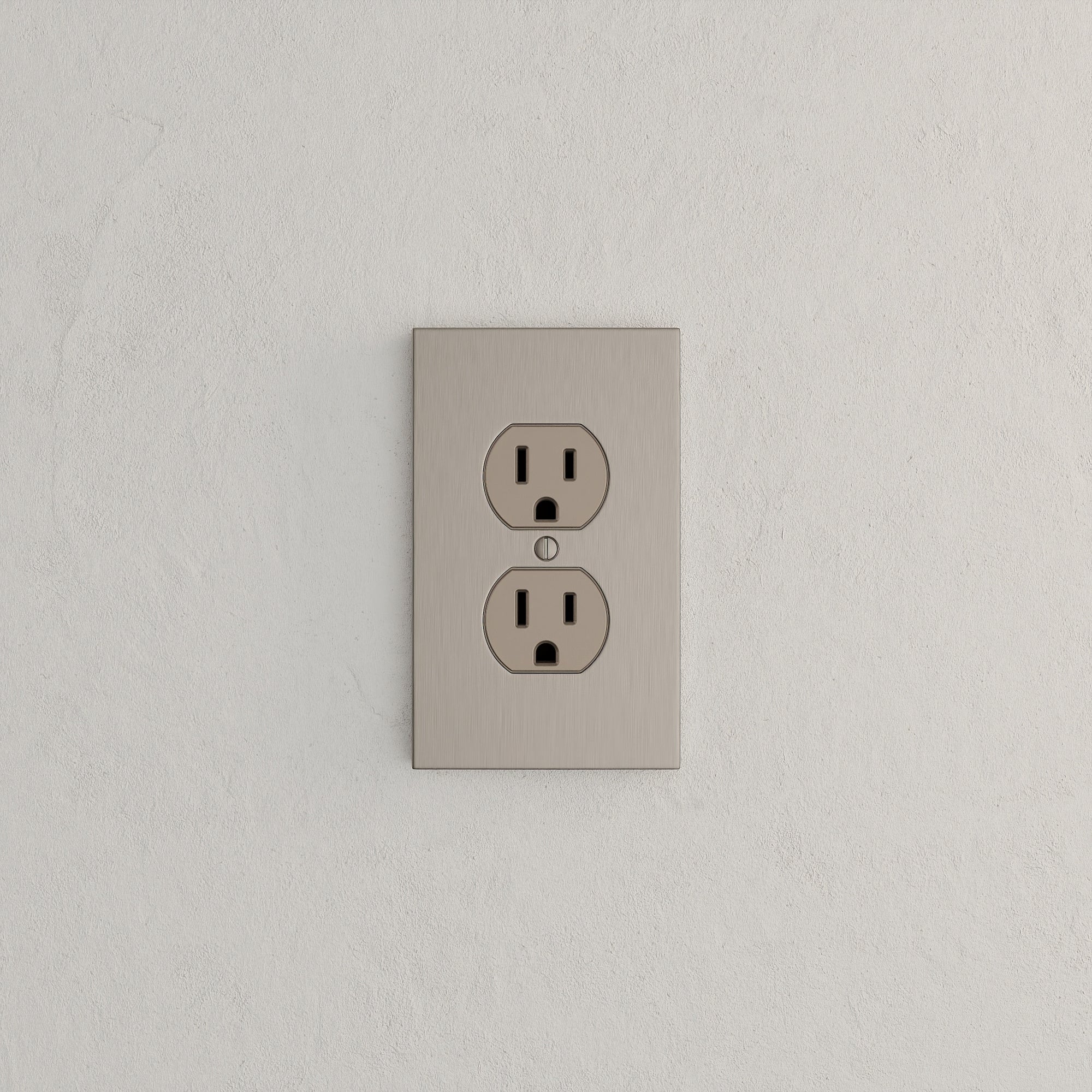 Solid brass Futura Outlet Wall Plate in Satin Nickel finish