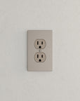 Solid brass Futura Outlet Wall Plate in Satin Nickel finish