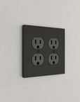 Solid brass Futura Outlet Wall Plate – Double in Coal Black Brass finish