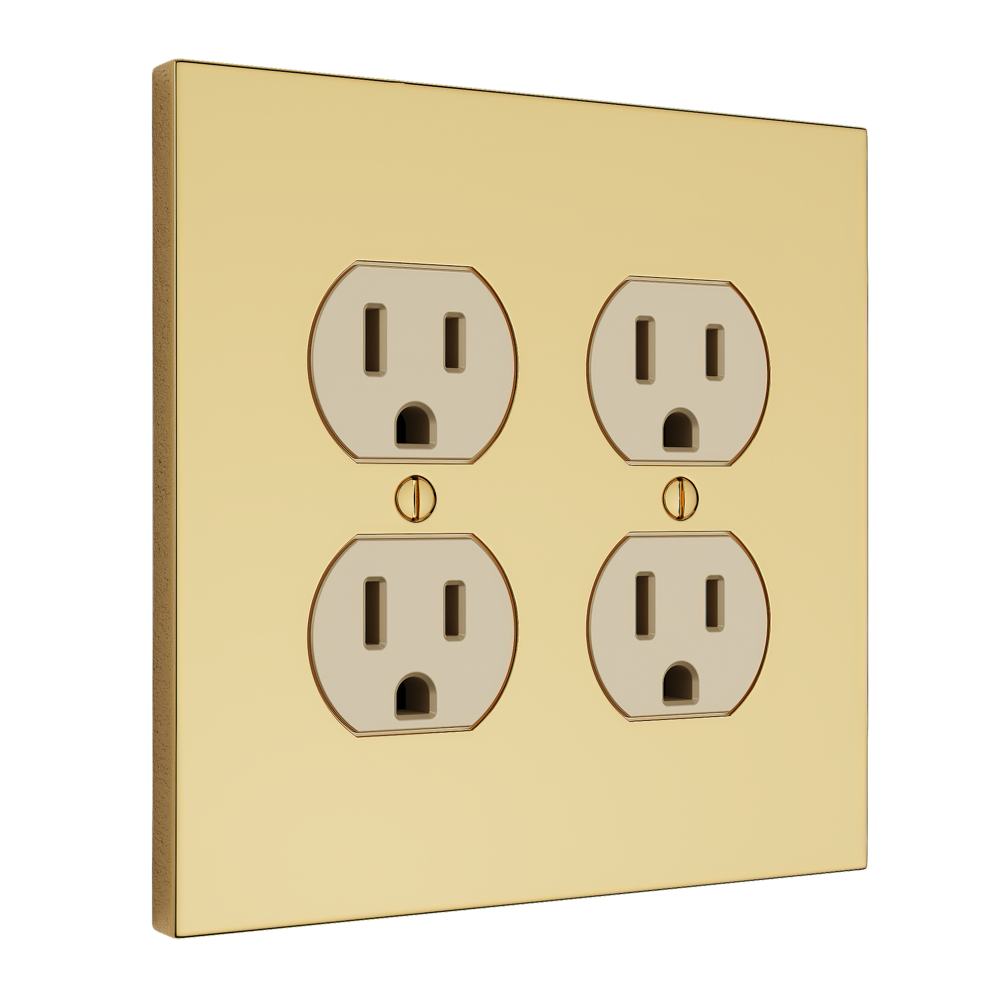 Solid brass Futura Outlet Wall Plate – Double in Polished Brass finish
