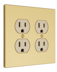 Solid brass Futura Outlet Wall Plate – Double in Polished Brass finish