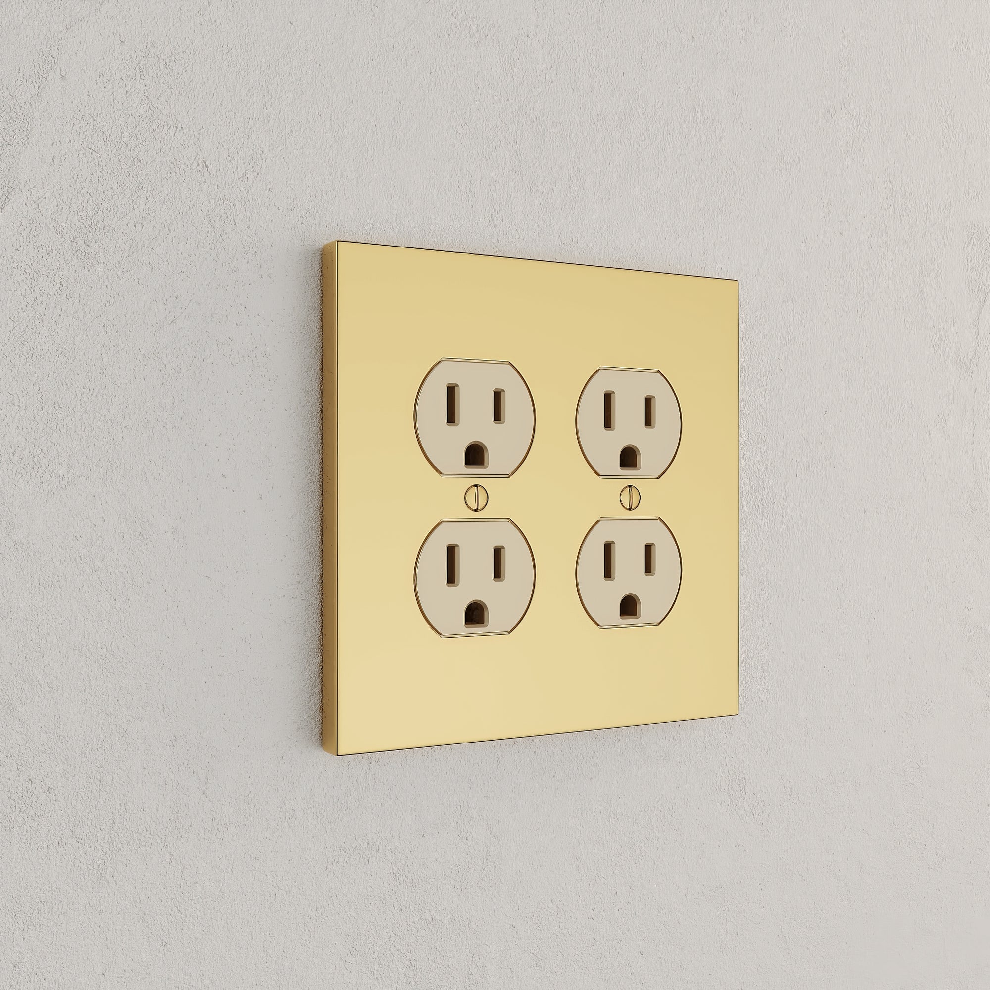 Solid brass Futura Outlet Wall Plate – Double in Polished Brass finish