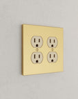 Solid brass Futura Outlet Wall Plate – Double in Polished Brass finish