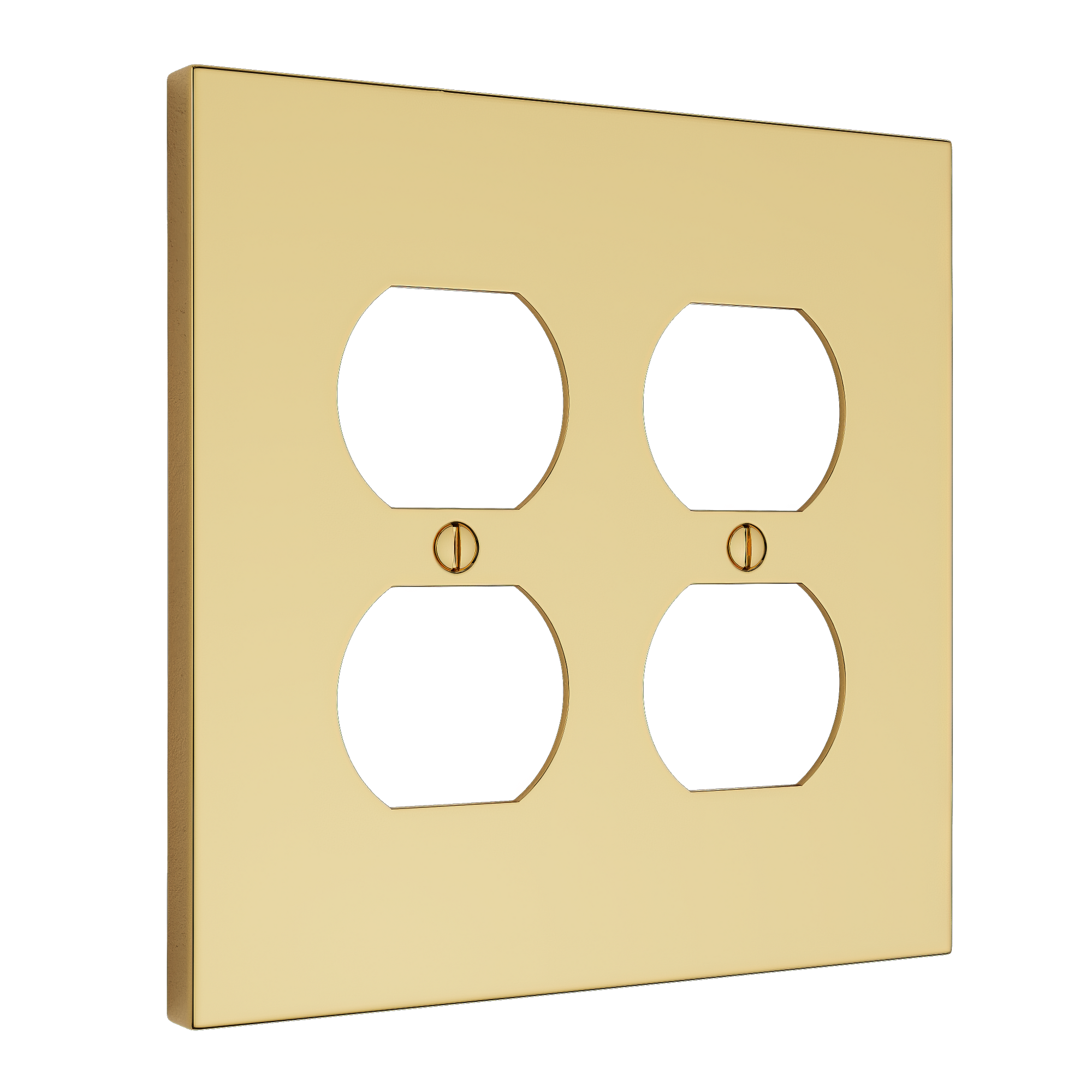 Solid brass Futura Outlet Wall Plate – Double in Polished Brass finish