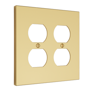 Futura Outlet Wall Plate – Double — Polished Brass