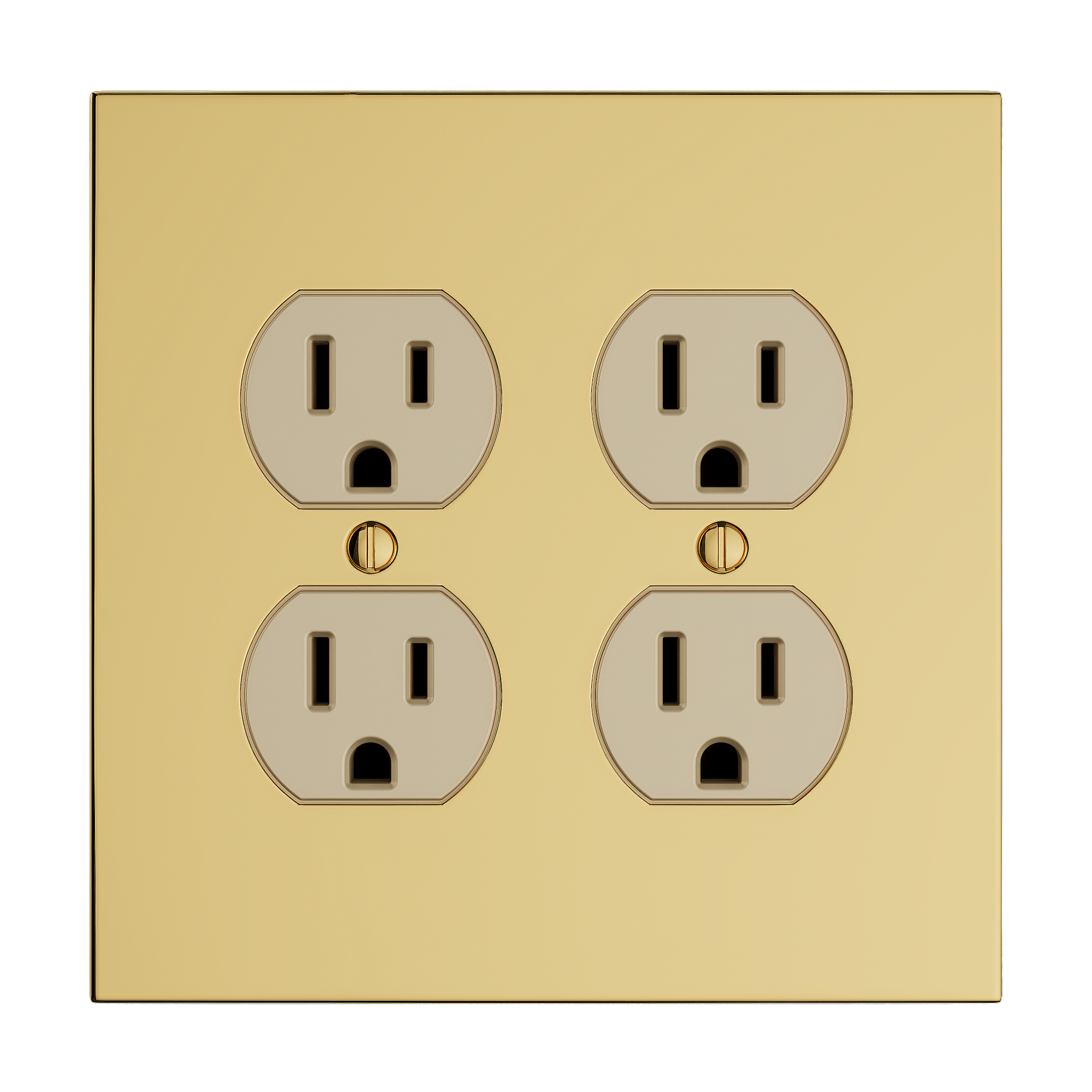 Solid brass Futura Outlet Wall Plate – Double in Polished Brass finish