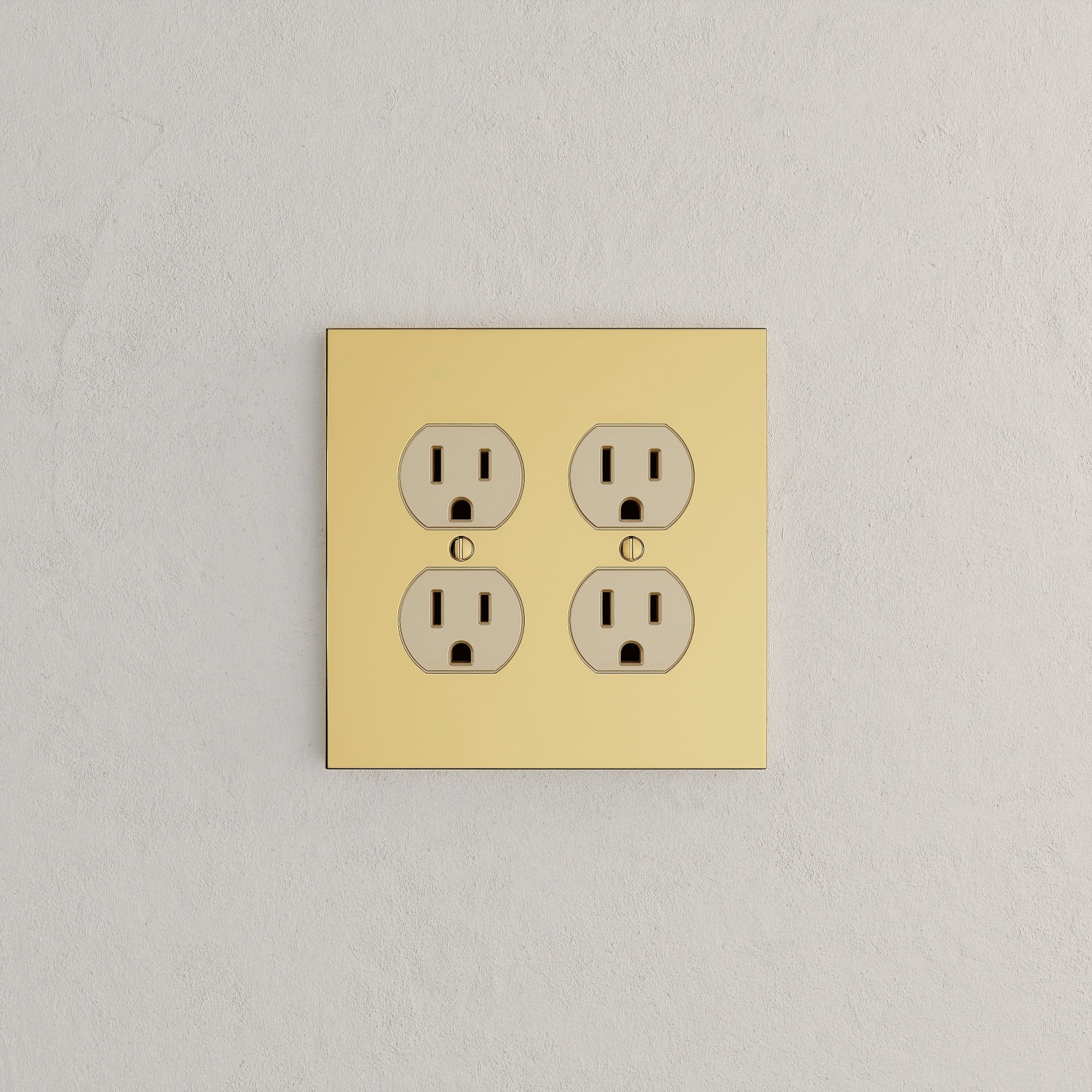 Solid brass Futura Outlet Wall Plate – Double in Polished Brass finish