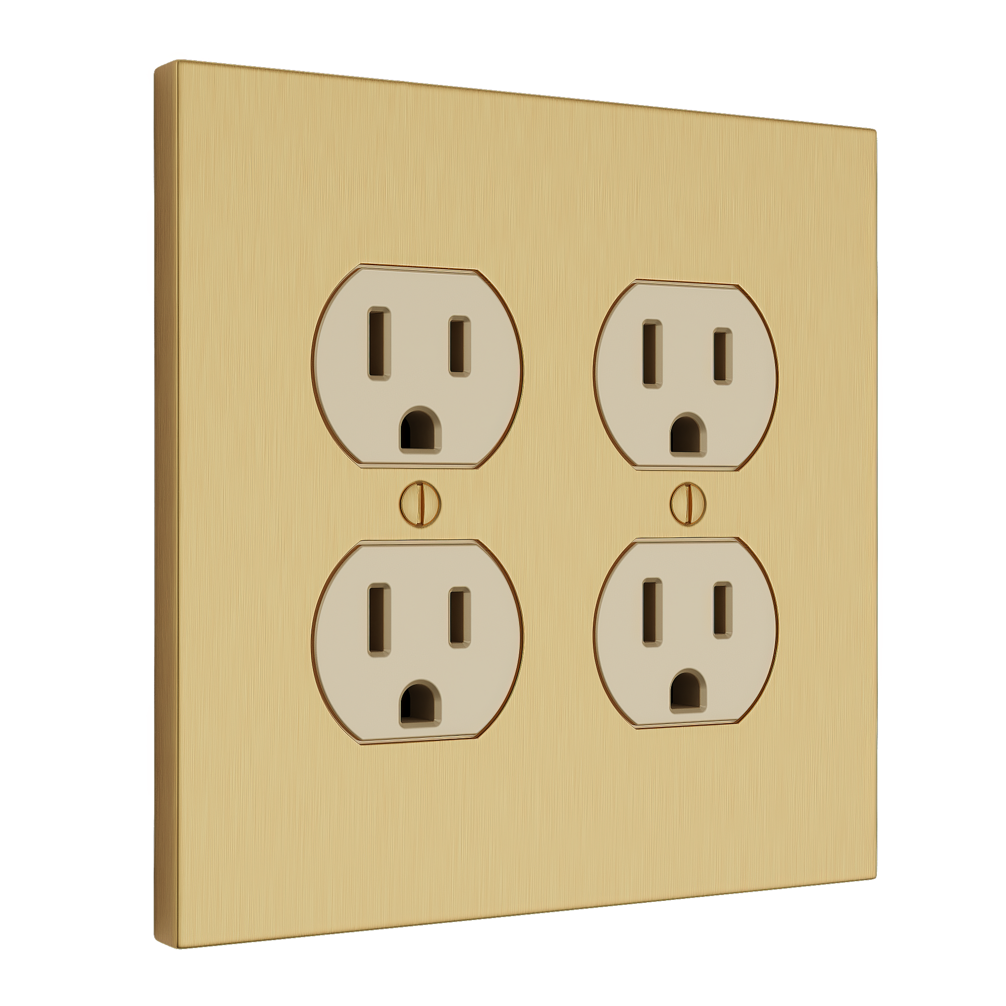 Solid brass Futura Outlet Wall Plate – Double in Satin Brass finish