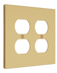 Solid brass Futura Outlet Wall Plate – Double in Satin Brass finish
