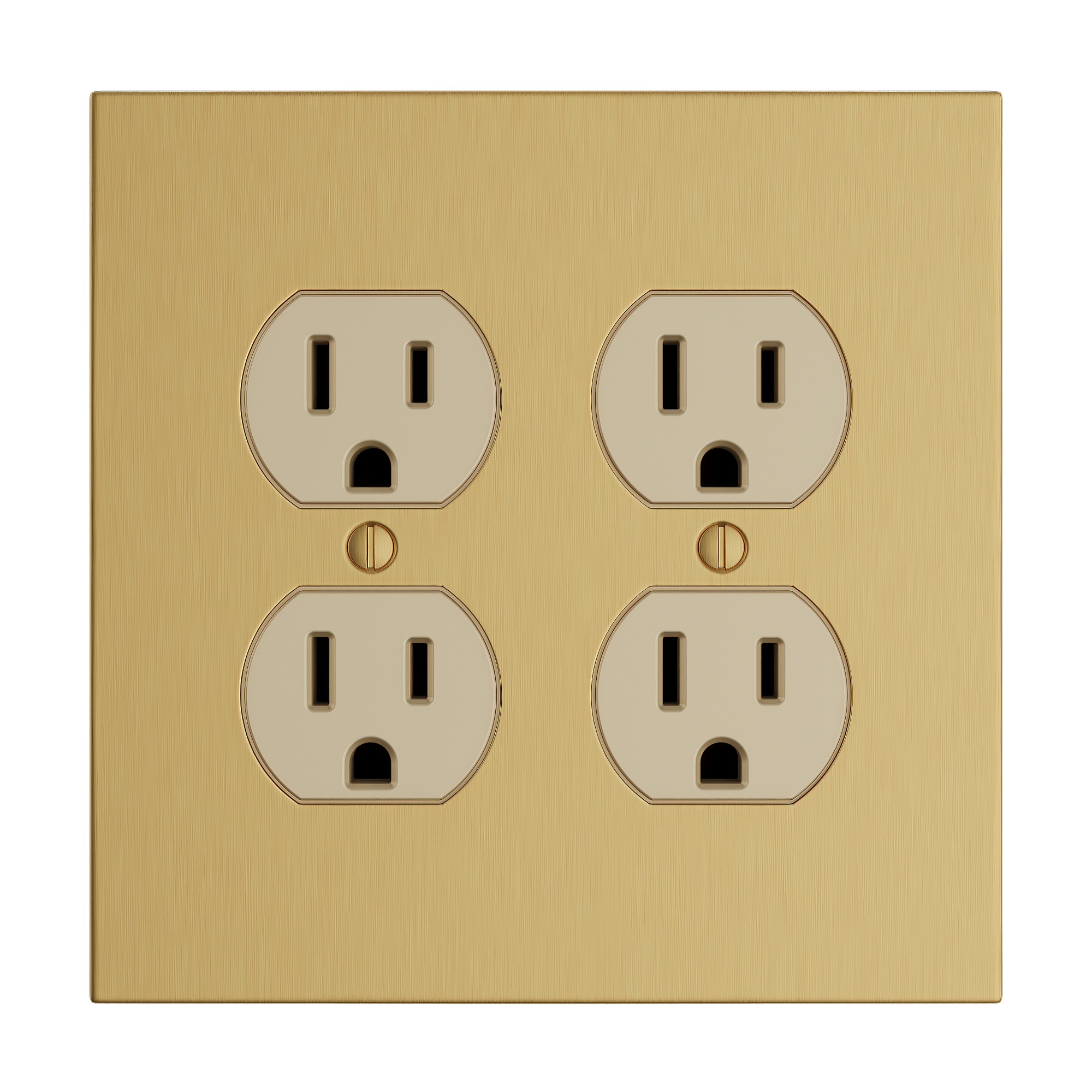 Solid brass Futura Outlet Wall Plate – Double in Satin Brass finish