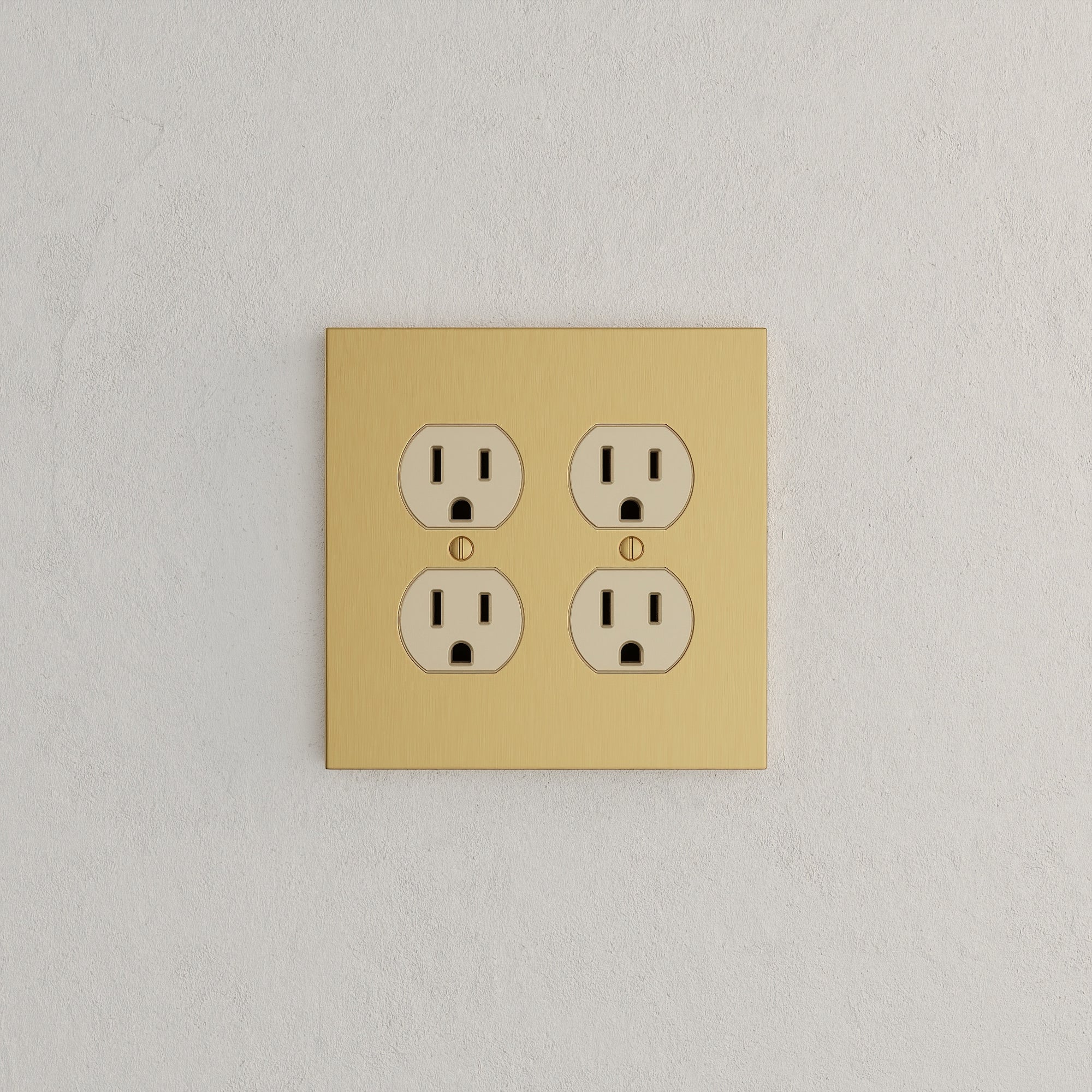 Solid brass Futura Outlet Wall Plate – Double in Satin Brass finish