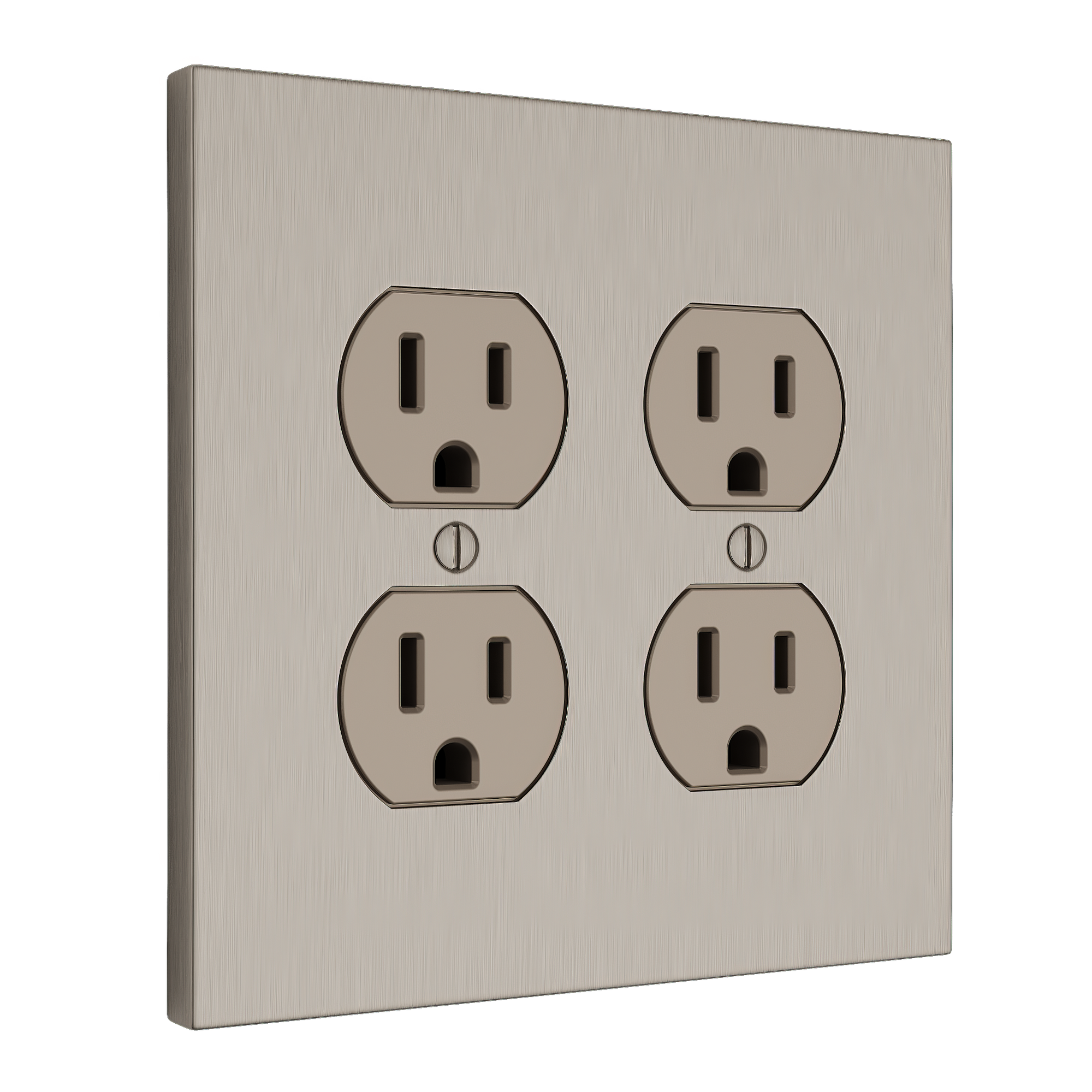 Solid brass Futura Outlet Wall Plate – Double in Satin Nickel finish