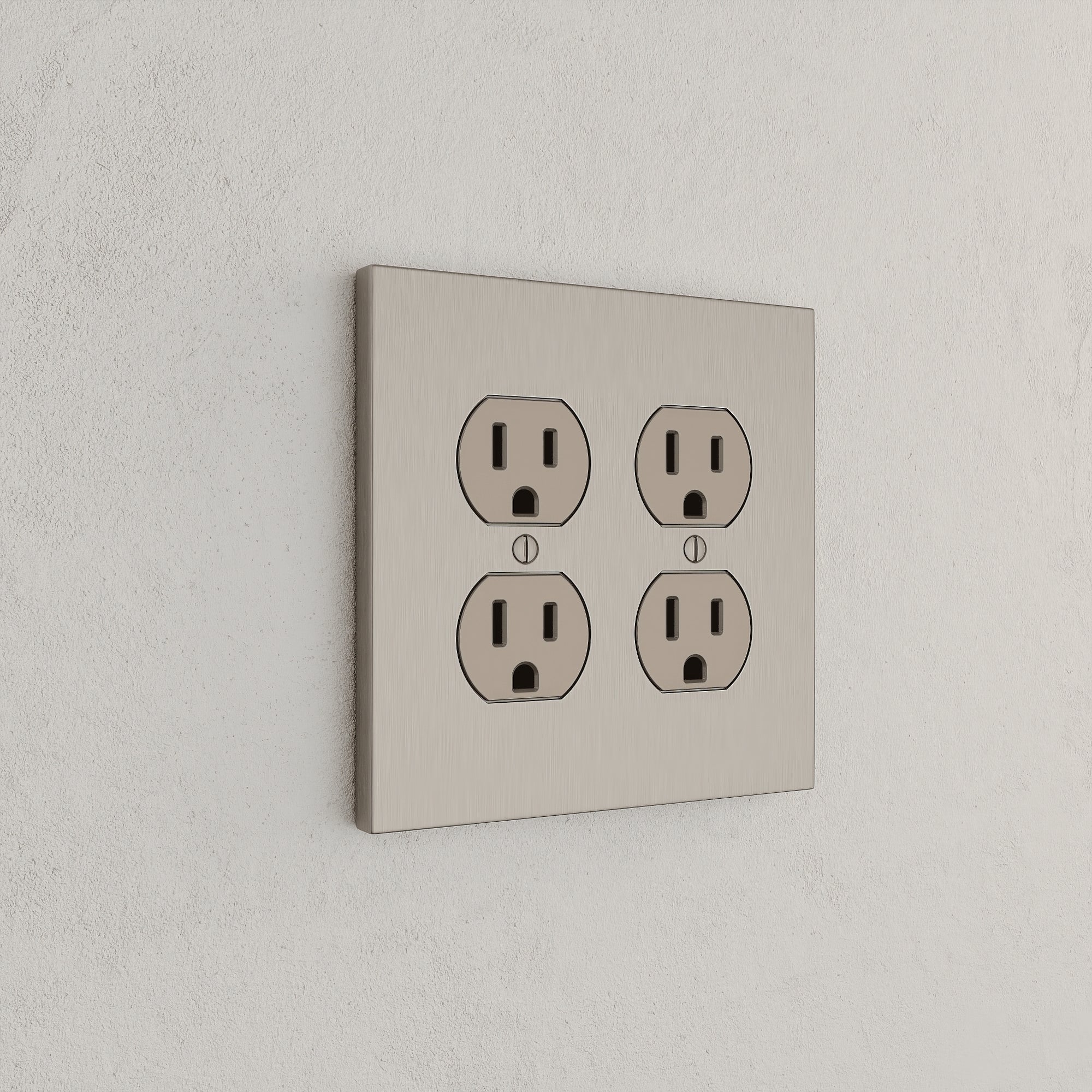 Solid brass Futura Outlet Wall Plate – Double in Satin Nickel finish