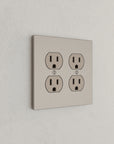 Solid brass Futura Outlet Wall Plate – Double in Satin Nickel finish