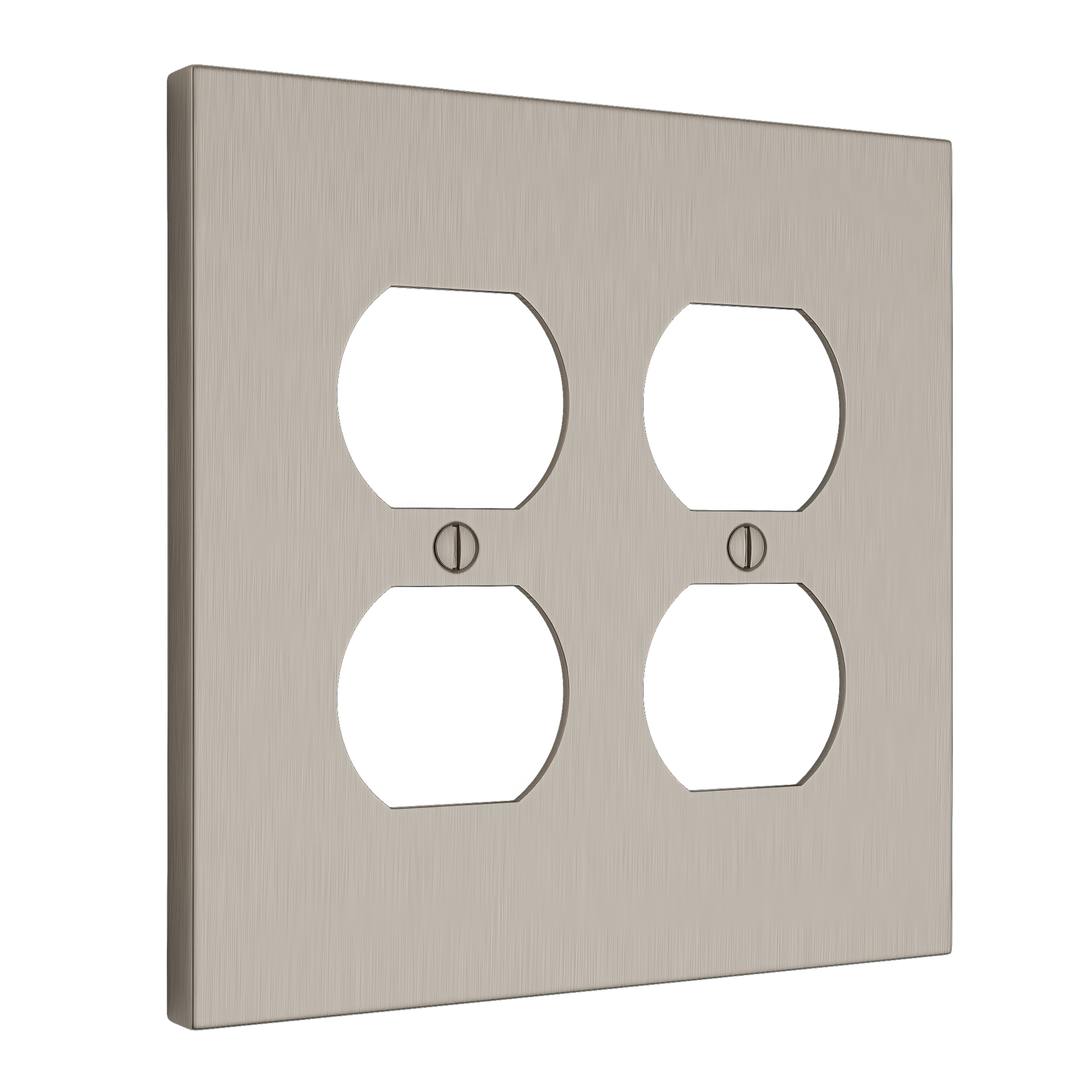 Solid brass Futura Outlet Wall Plate – Double in Satin Nickel finish