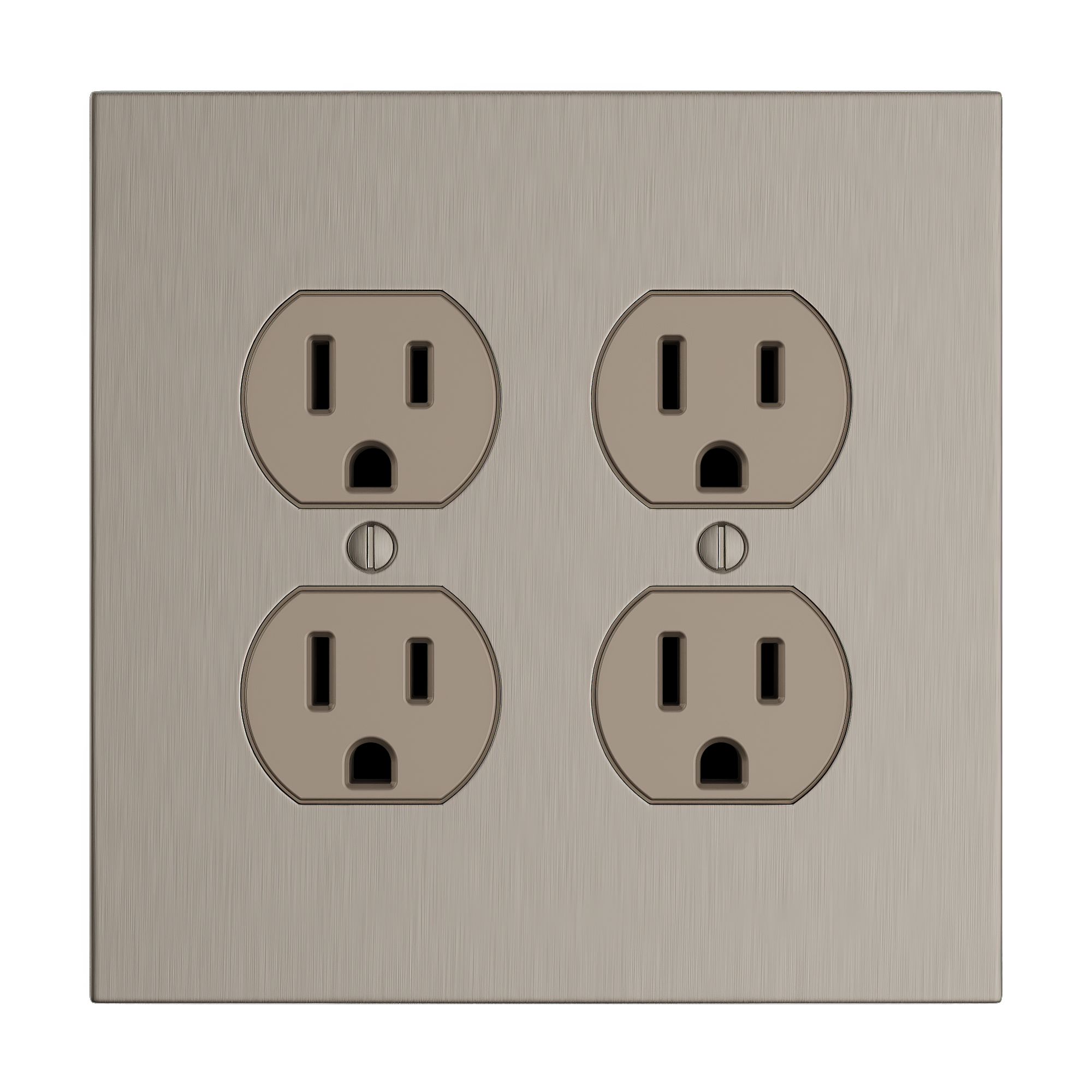 Solid brass Futura Outlet Wall Plate – Double in Satin Nickel finish