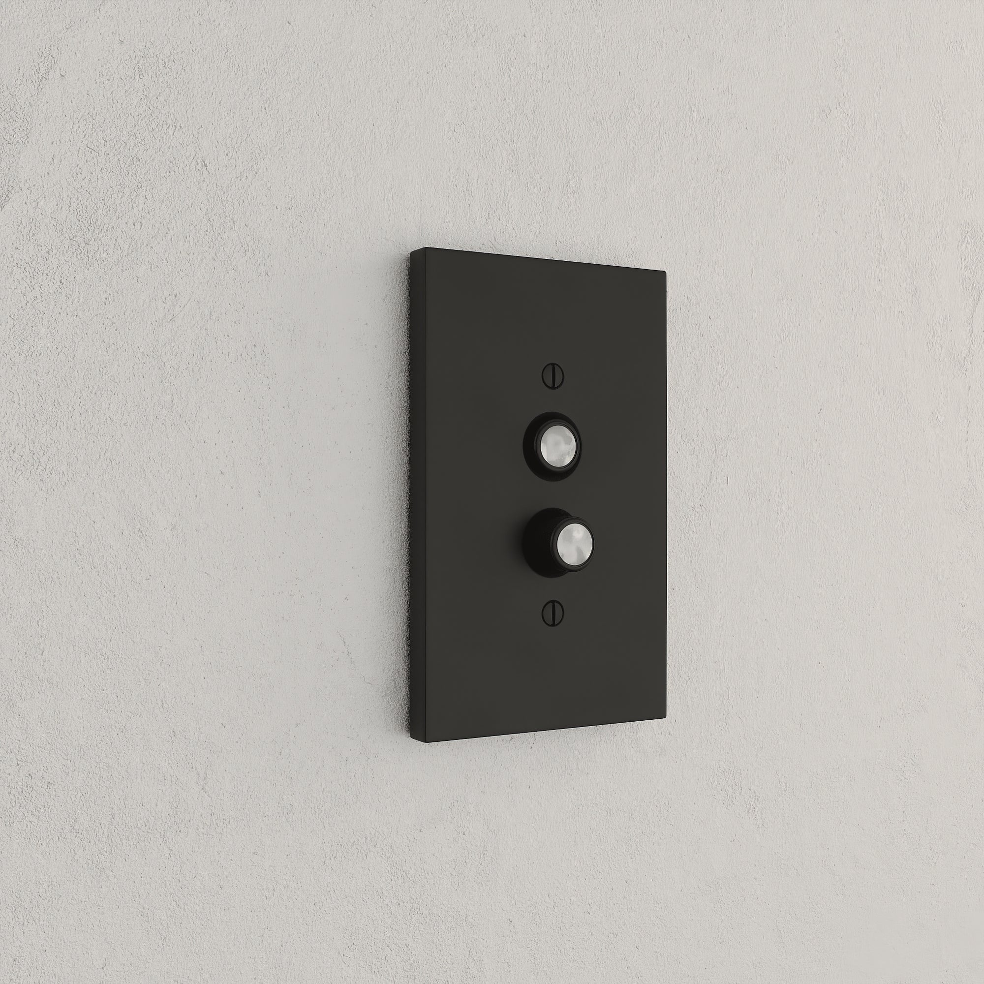 Solid brass Futura Push Button Wall Plate in Coal Black Brass finish