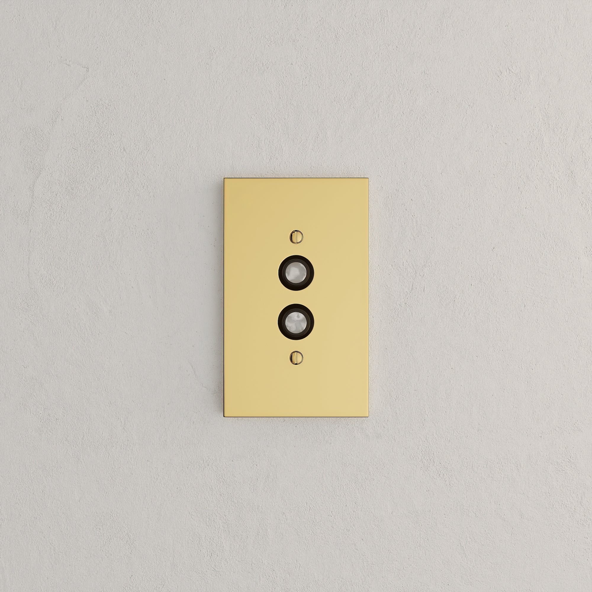 Solid brass Futura Push Button Wall Plate in Polished Brass finish