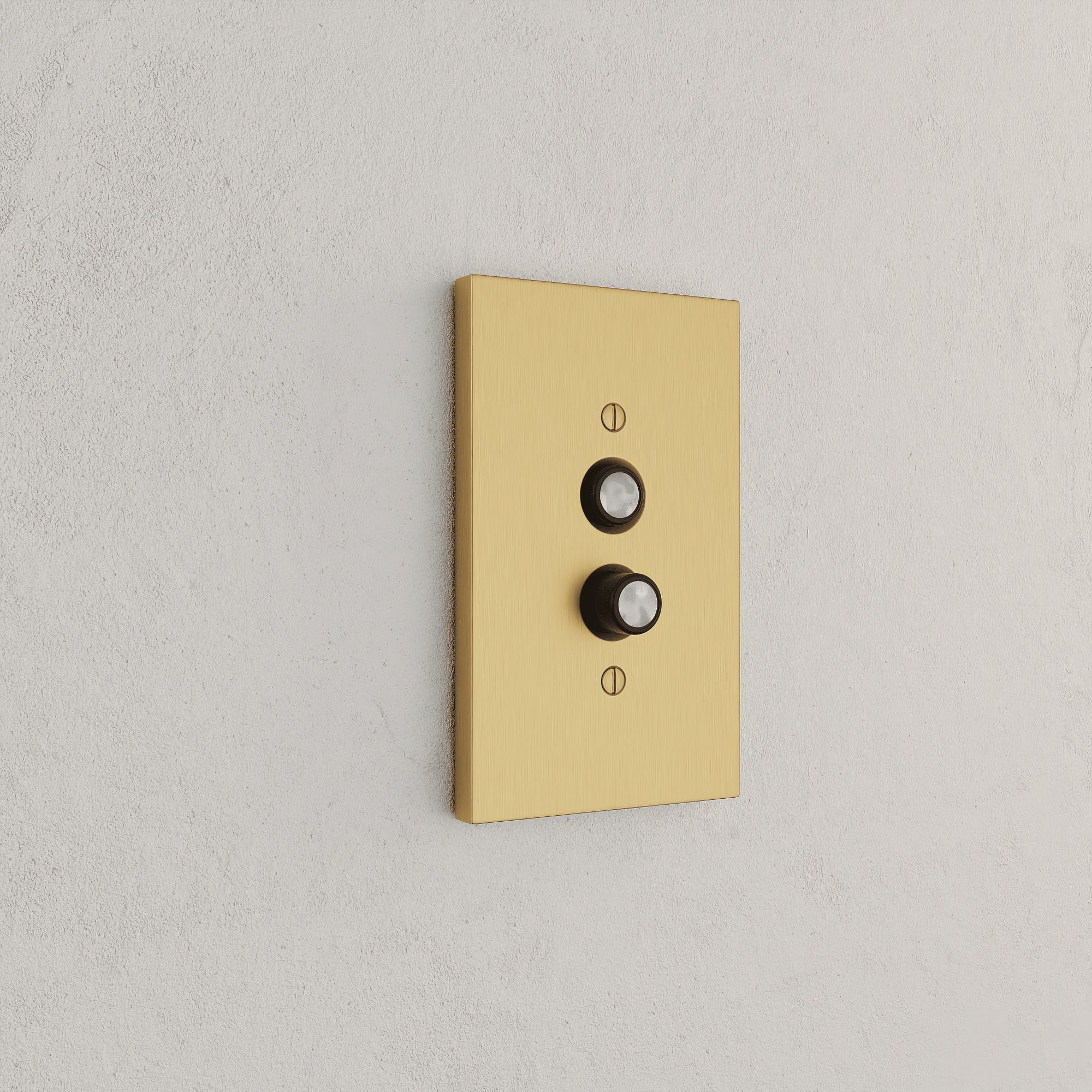Solid brass Futura Push Button Wall Plate in Satin Brass finish