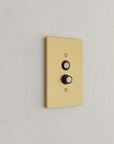 Solid brass Futura Push Button Wall Plate in Satin Brass finish