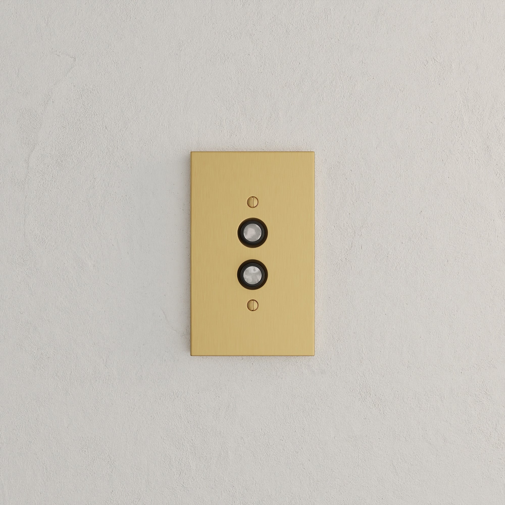 Solid brass Futura Push Button Wall Plate in Satin Brass finish