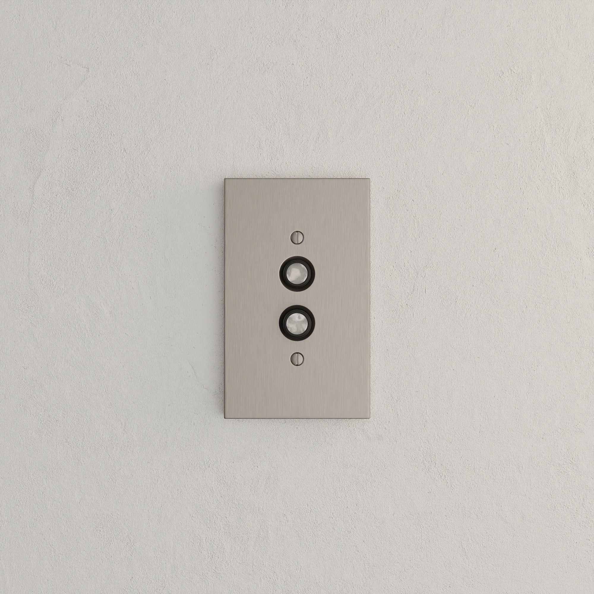 Solid brass Futura Push Button Wall Plate in Satin Nickel finish