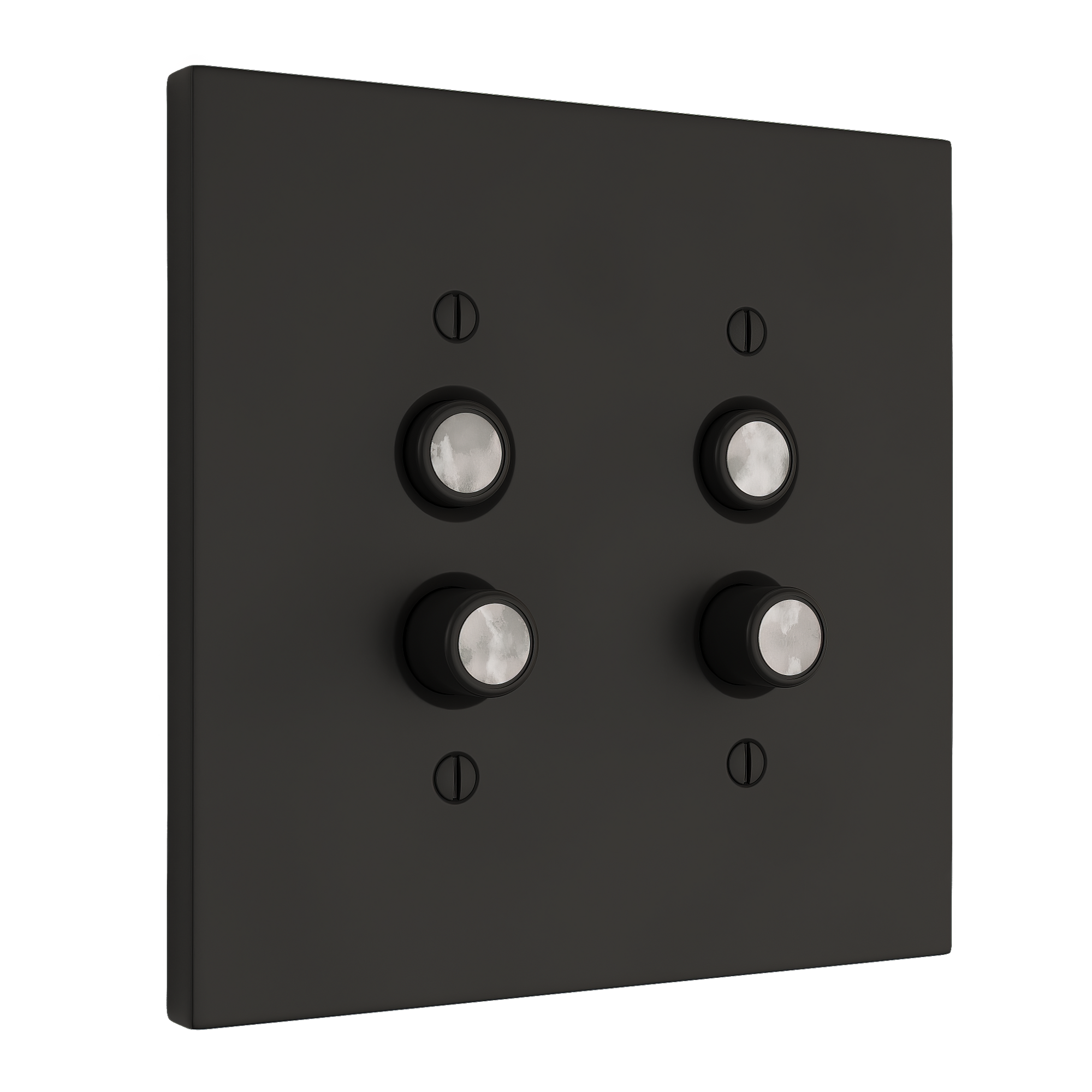 Solid brass Futura Push Button Wall Plate – Double in Coal Black Brass finish