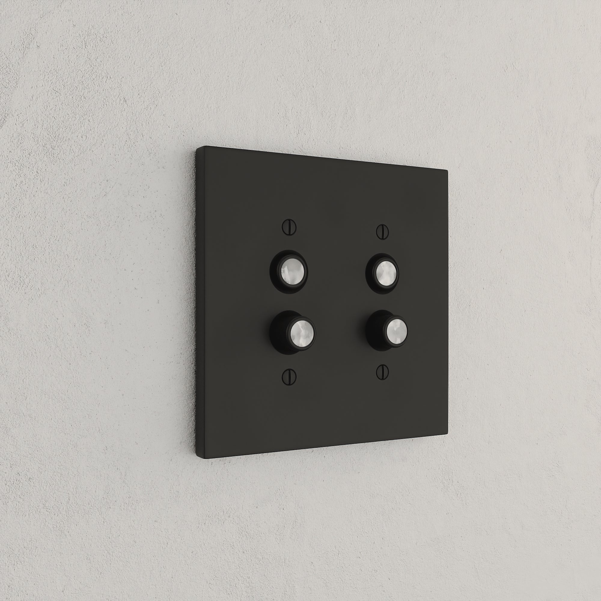 Solid brass Futura Push Button Wall Plate – Double in Coal Black Brass finish