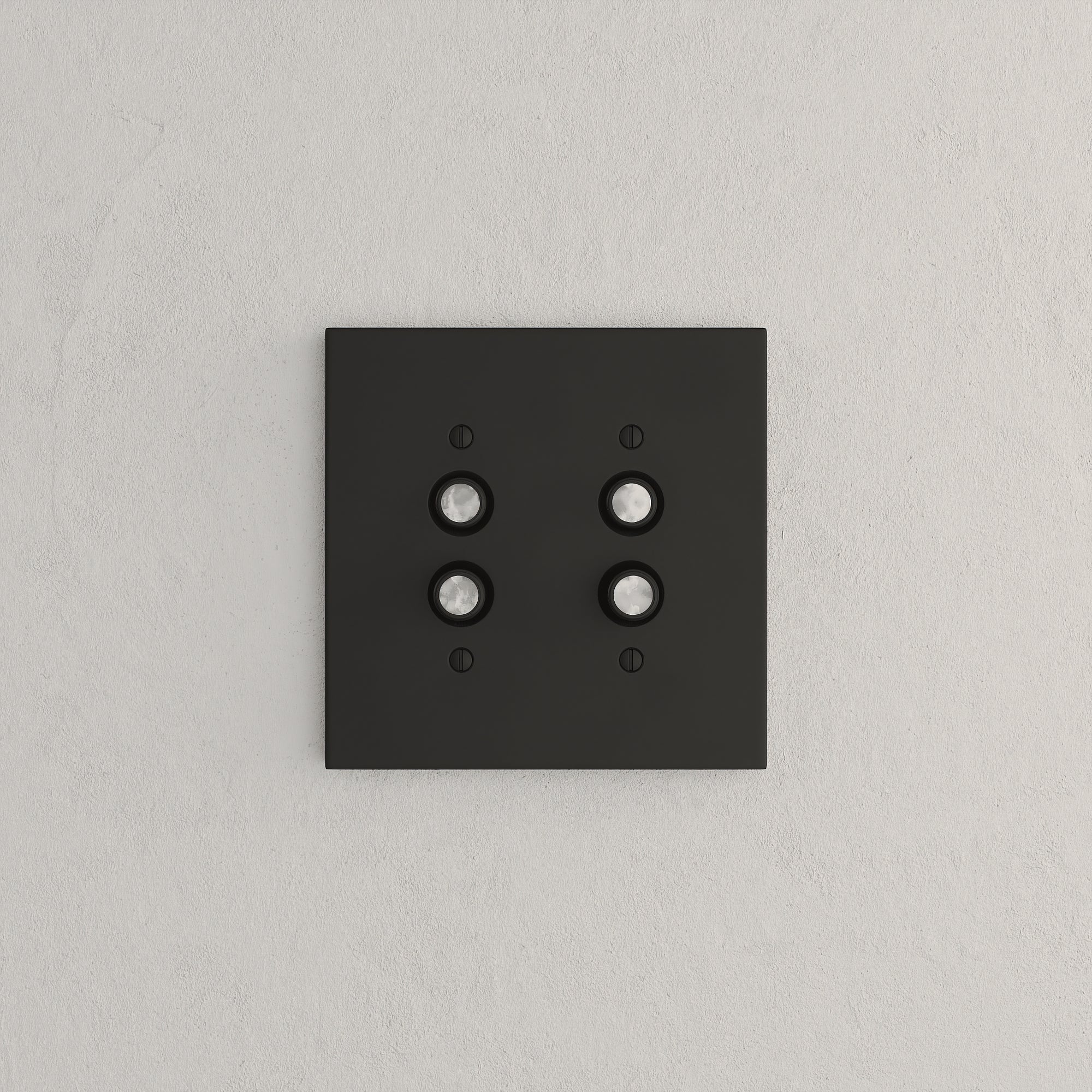 Solid brass Futura Push Button Wall Plate – Double in Coal Black Brass finish