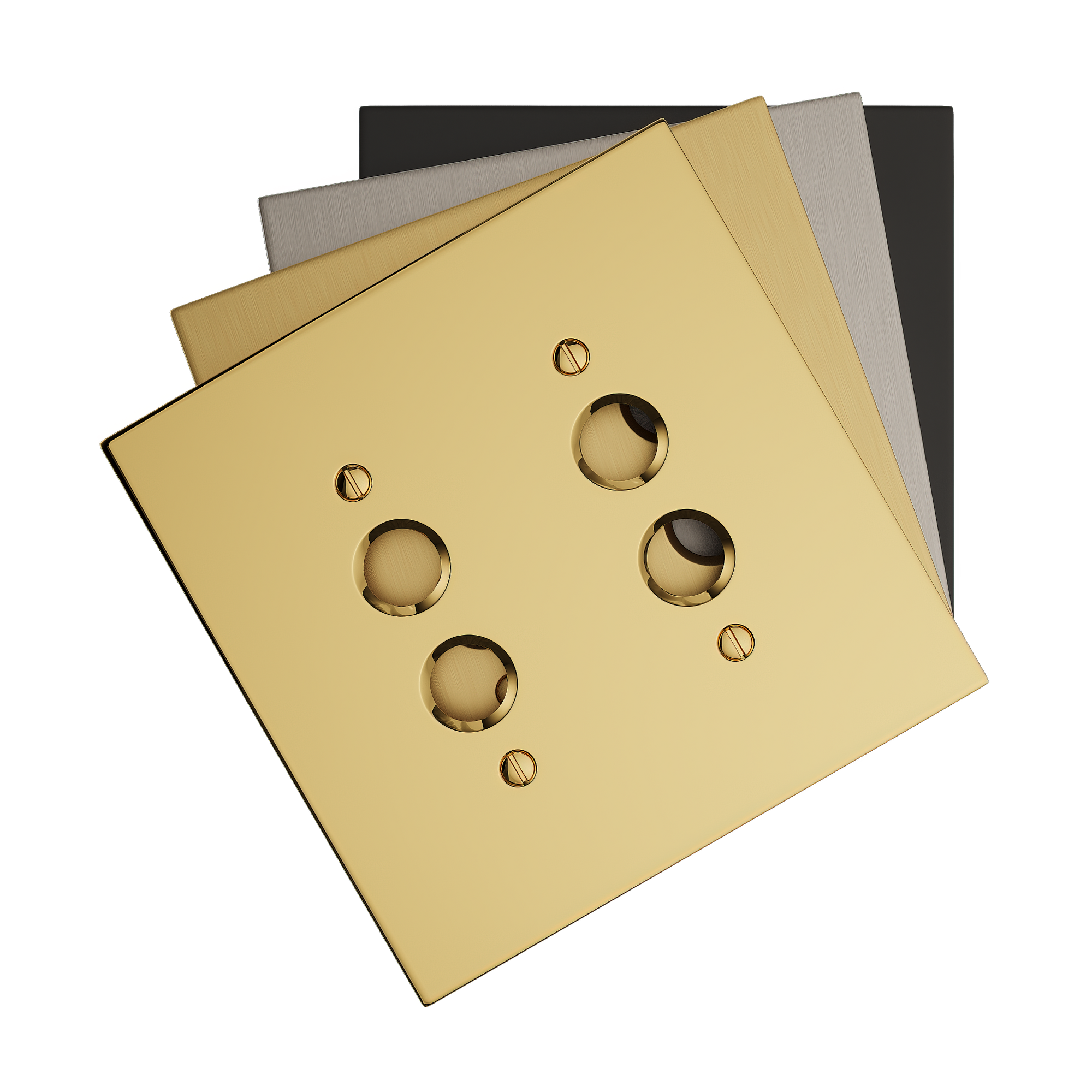 Solid brass Futura Push Button Wall Plate – Double