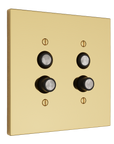 Solid brass Futura Push Button Wall Plate – Double in Polished Brass finish