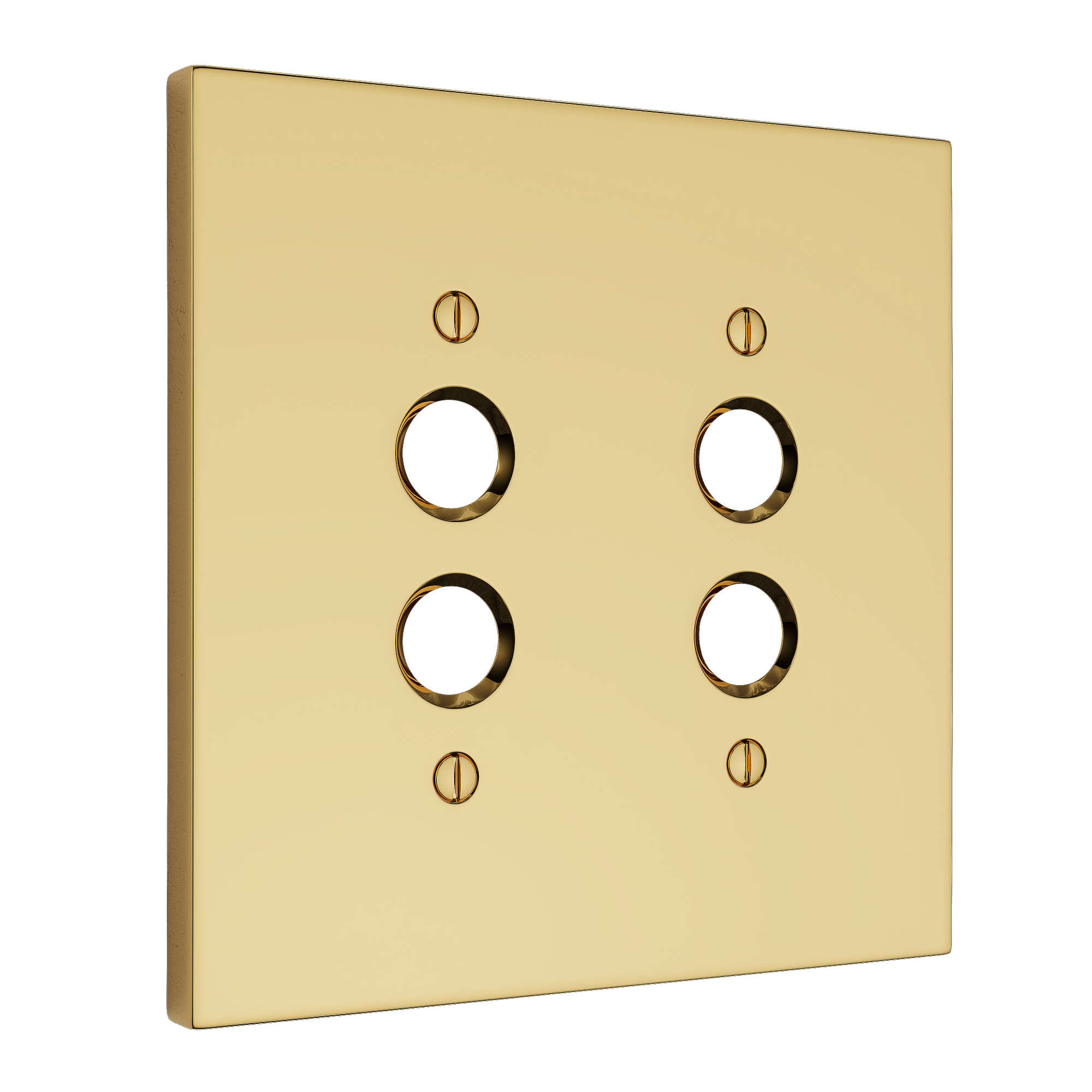 Solid brass Futura Push Button Wall Plate – Double in Polished Brass finish