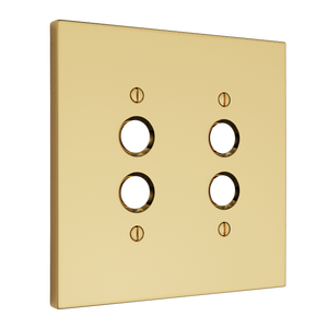 Futura Push Button Wall Plate – Double — Polished Brass