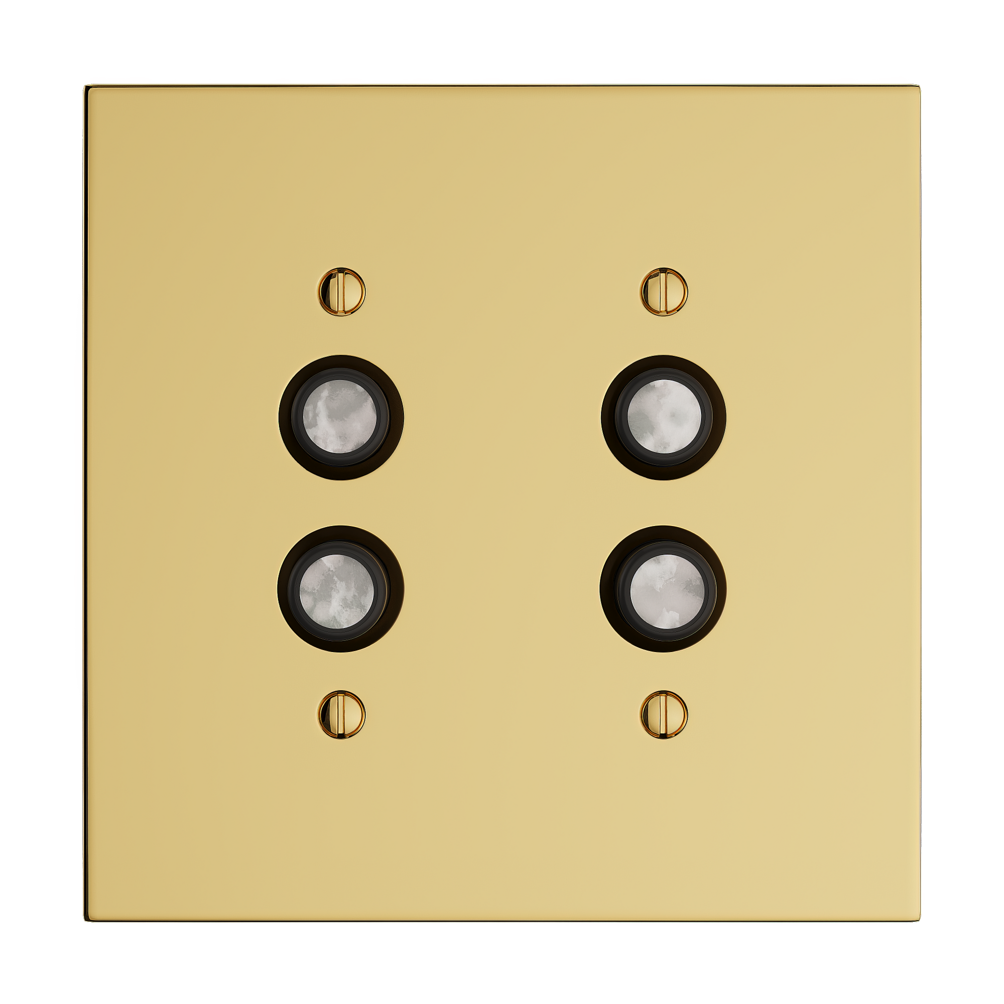 Solid brass Futura Push Button Wall Plate – Double in Polished Brass finish