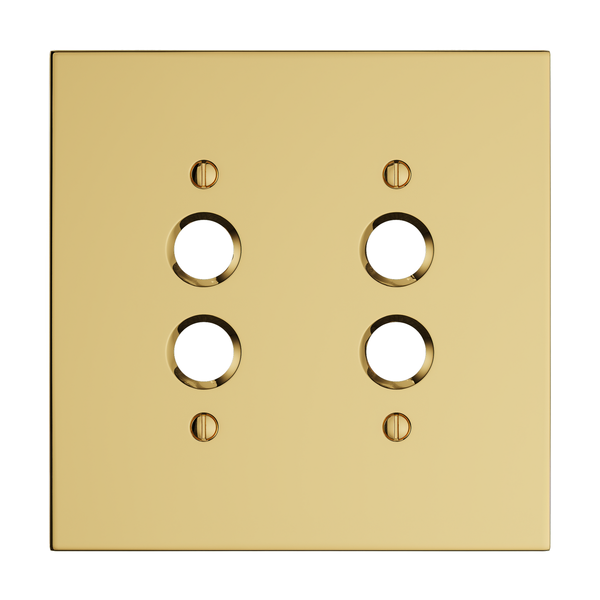 Solid brass Futura Push Button Wall Plate – Double in Polished Brass finish