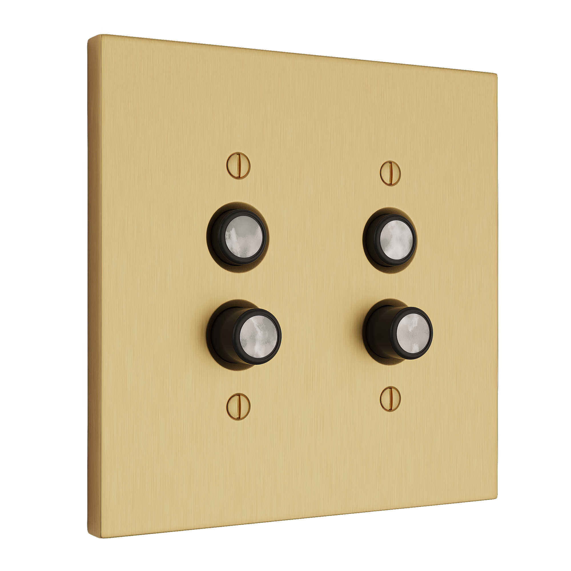 Solid brass Futura Push Button Wall Plate – Double in Satin Brass finish