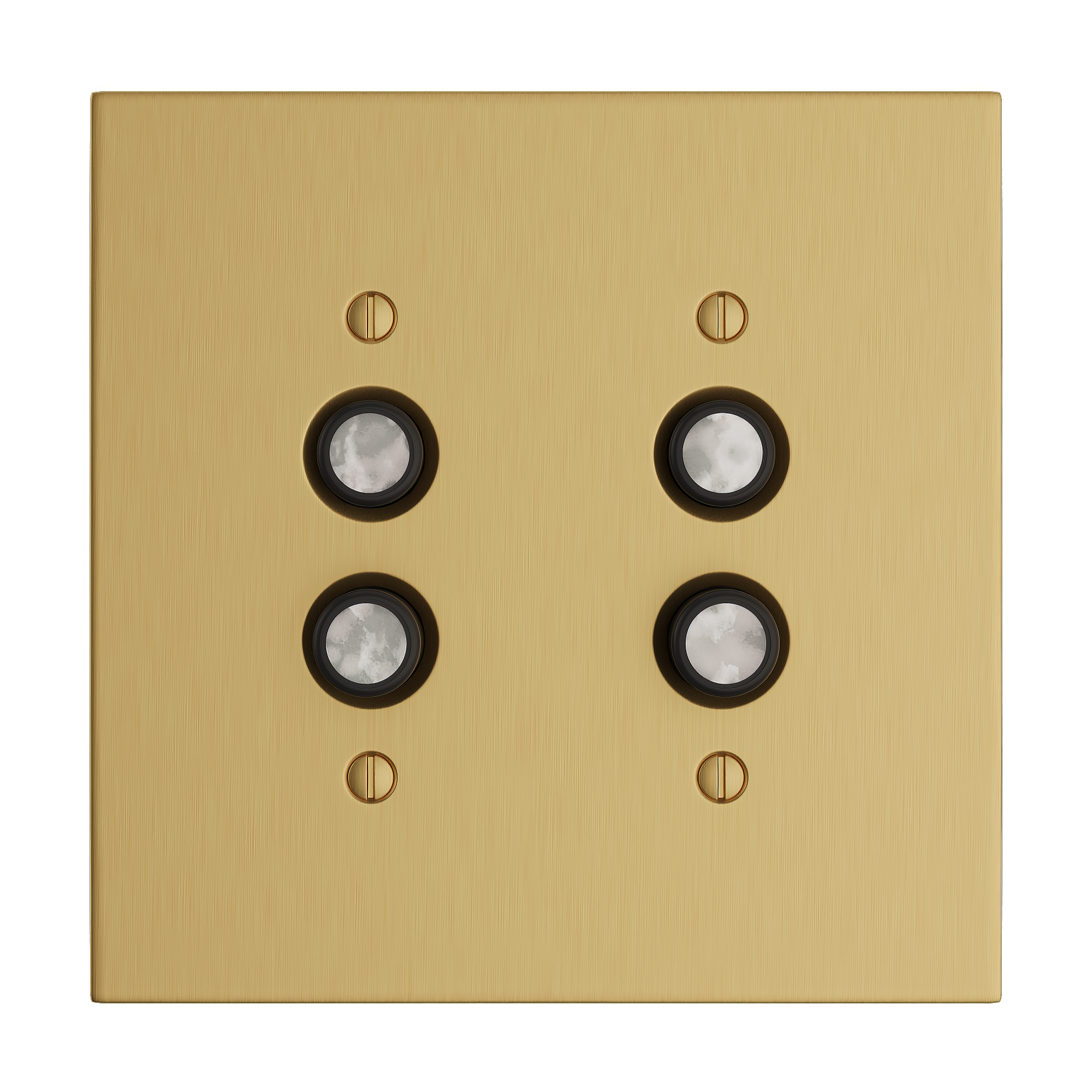 Solid brass Futura Push Button Wall Plate – Double in Satin Brass finish