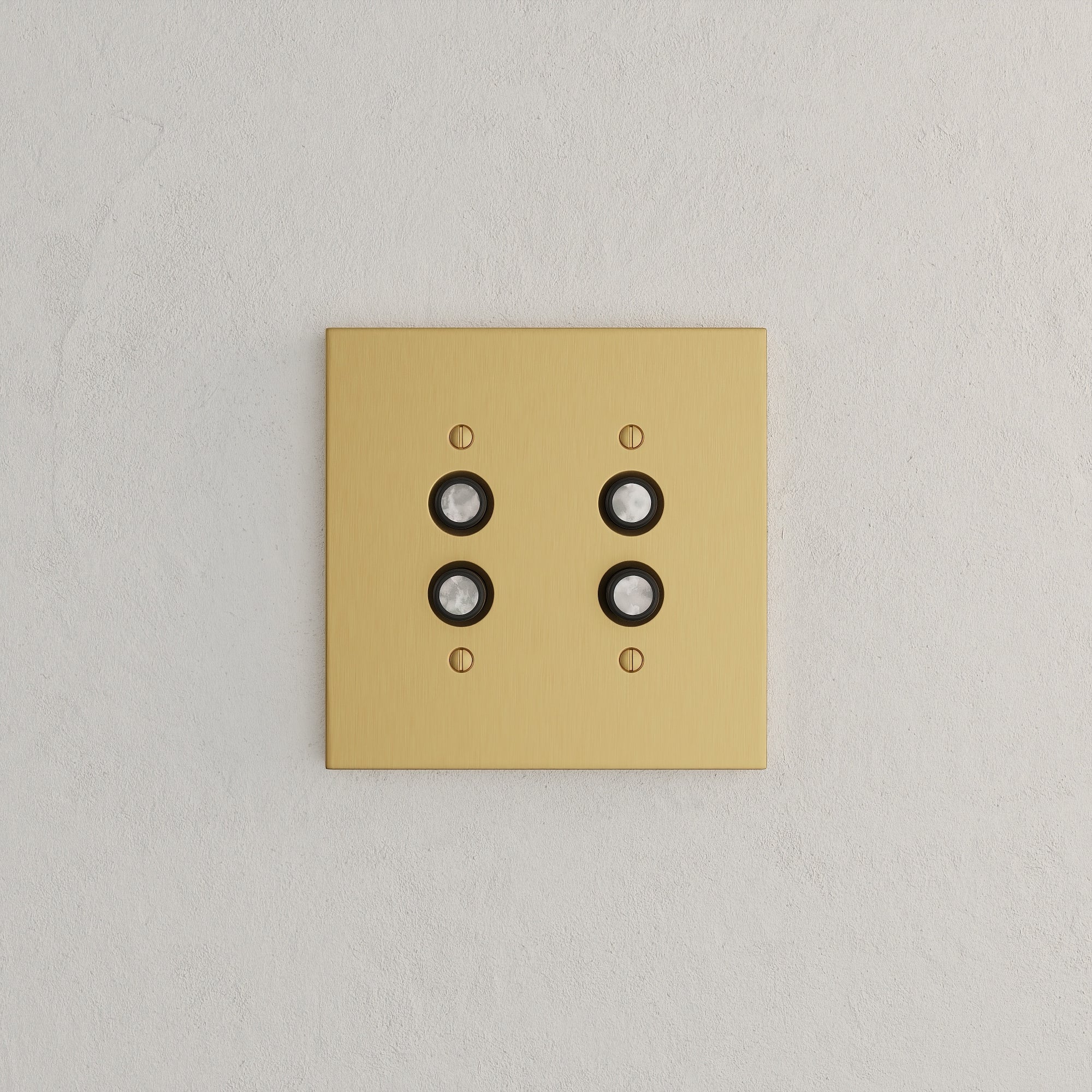 Solid brass Futura Push Button Wall Plate – Double in Satin Brass finish