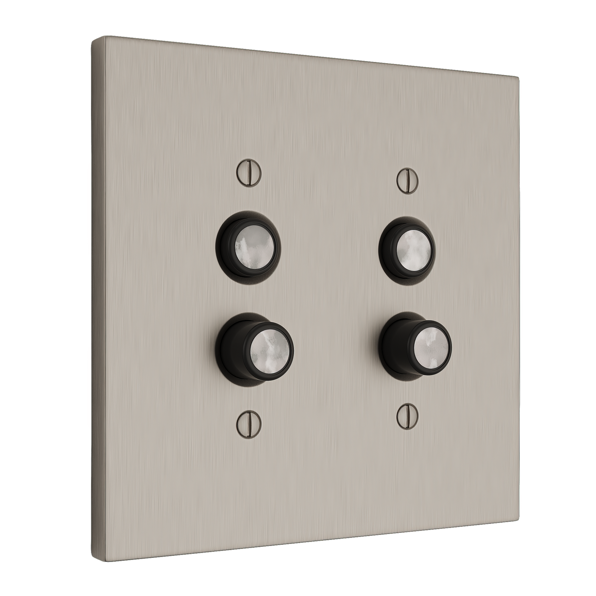 Solid brass Futura Push Button Wall Plate – Double in Satin Nickel finish