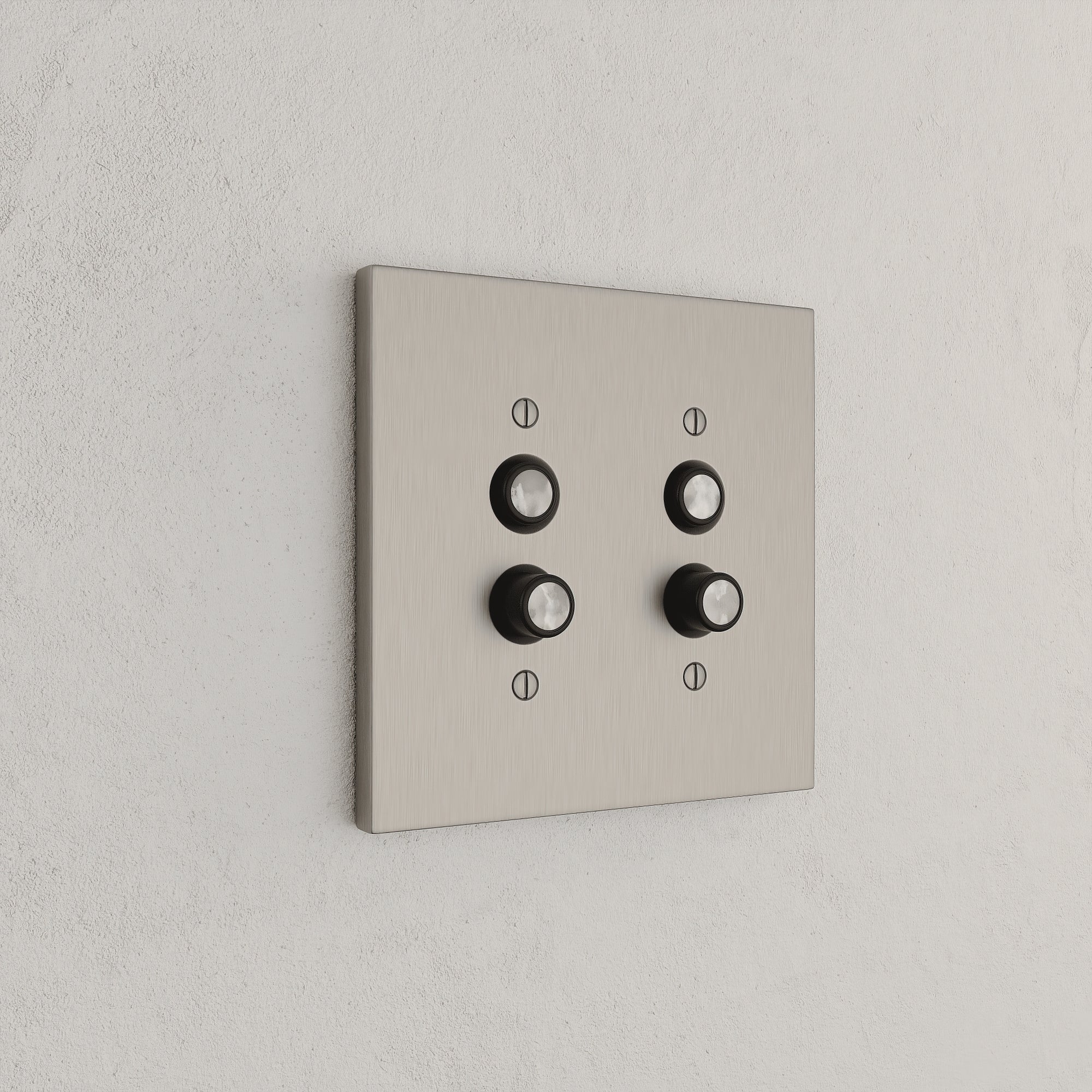 Solid brass Futura Push Button Wall Plate – Double in Satin Nickel finish